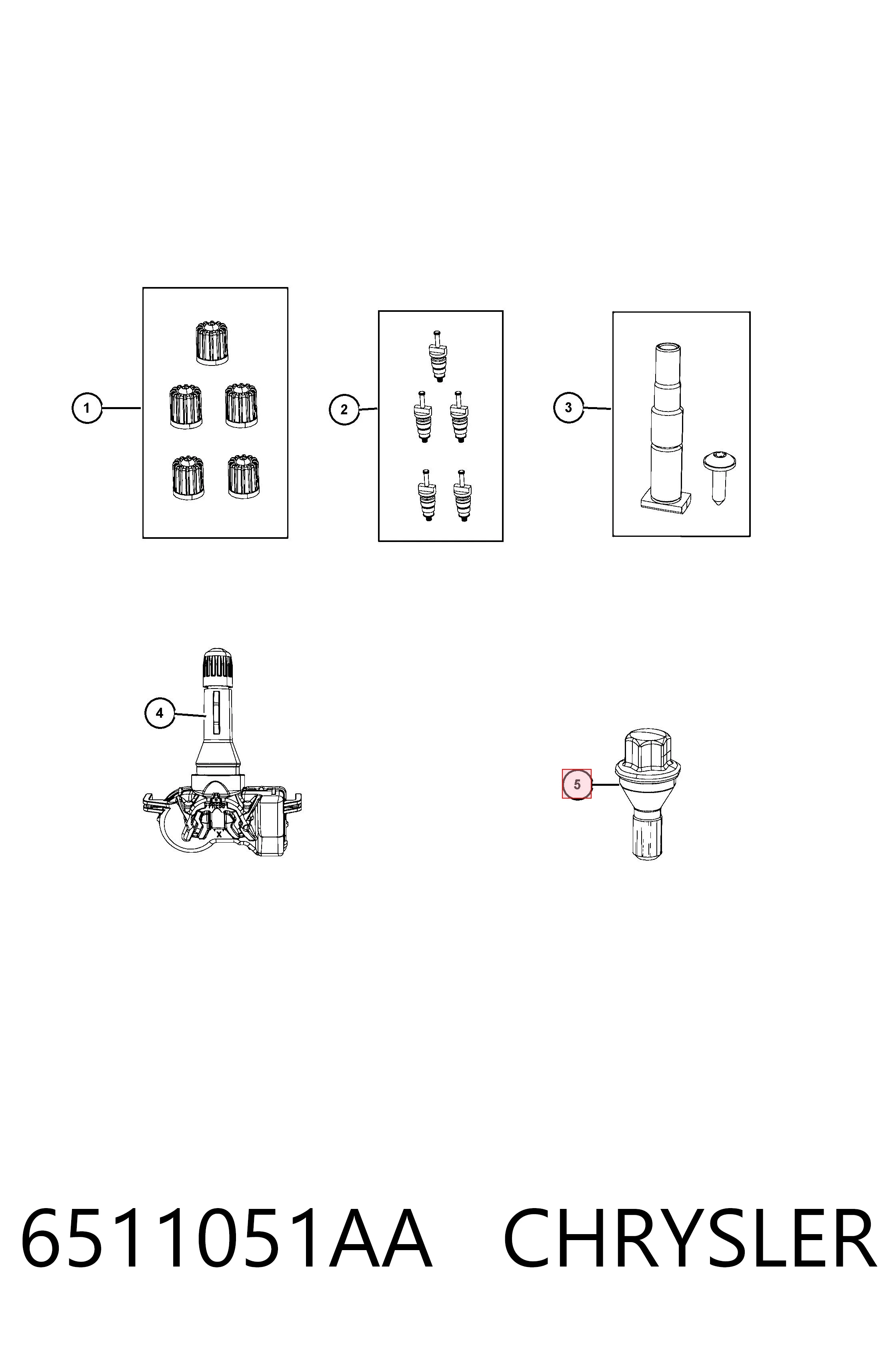 6511051AA Chrysler Tornillos para llantas