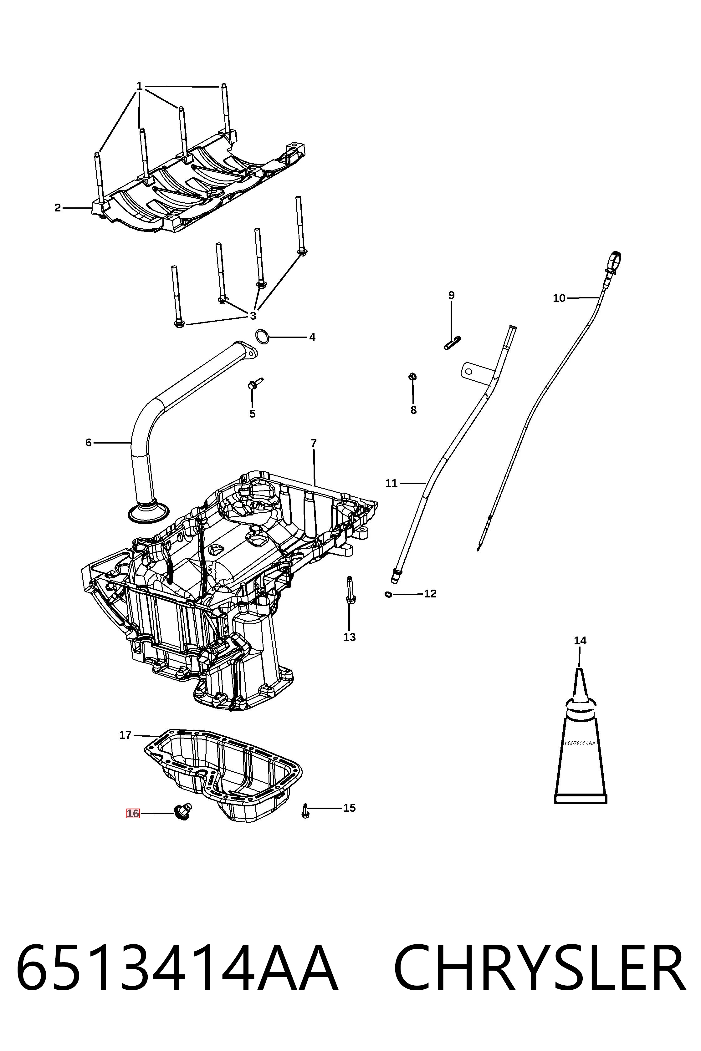 6513414AA Chrysler Tapón del cárter de aceite