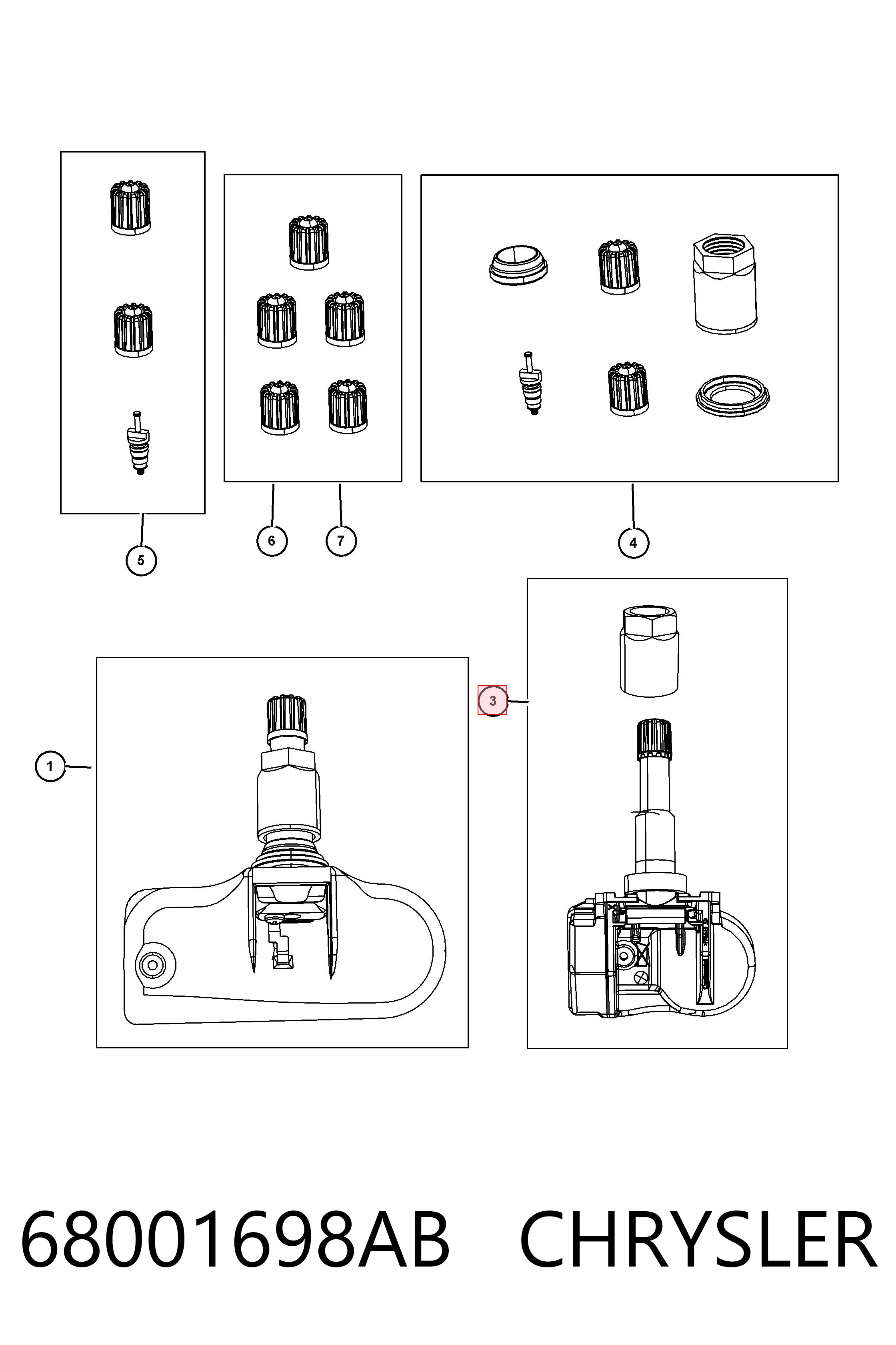 68001698AB Chrysler Sensor de presión de neumáticos (TPMS)