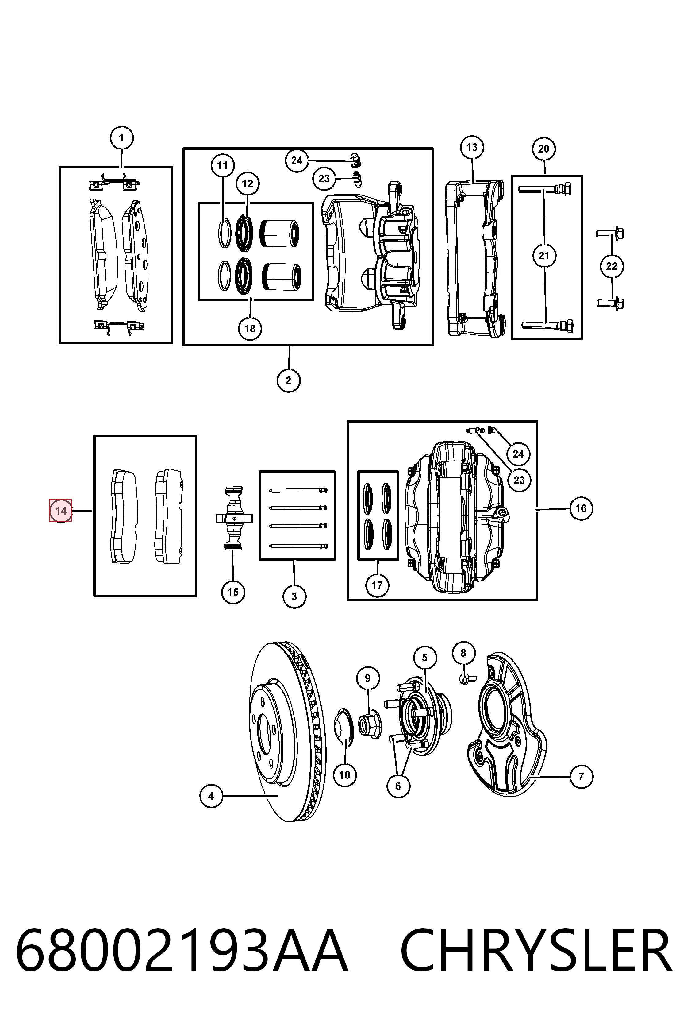 68002193AA Chrysler Pastillas delanteras