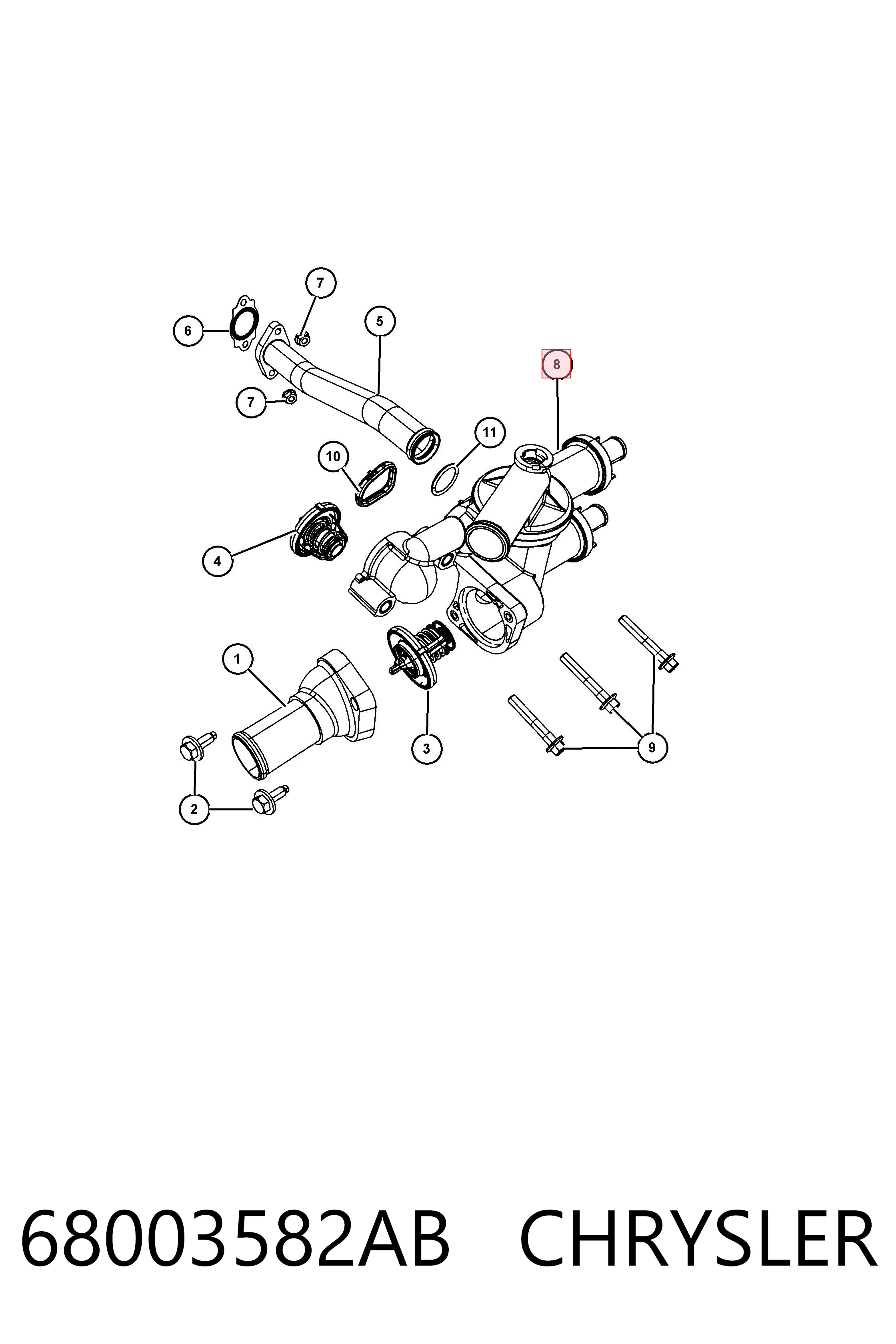 68003582AB Chrysler Caja del termostato