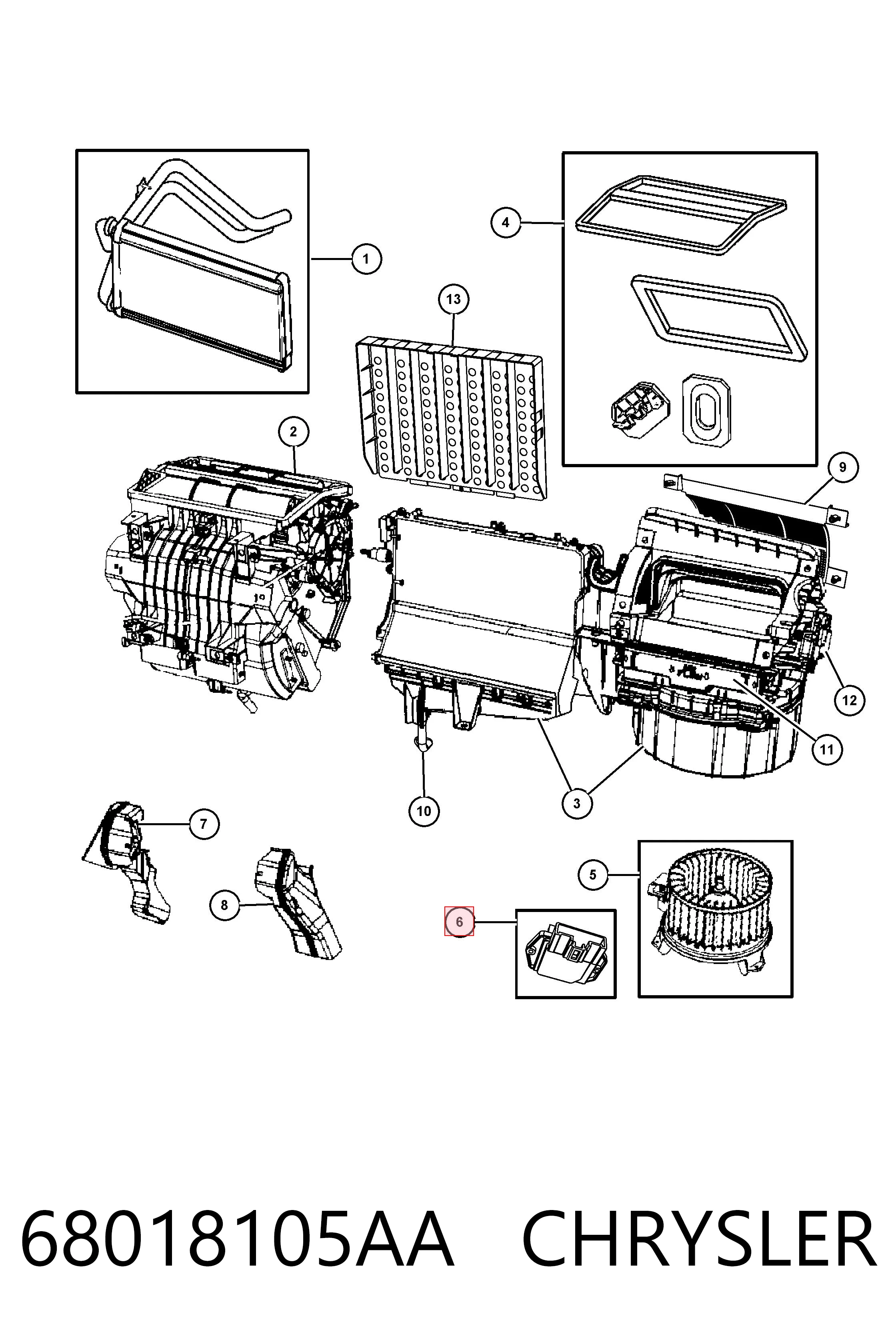 68018105AA Chrysler Resistencia de calefacción