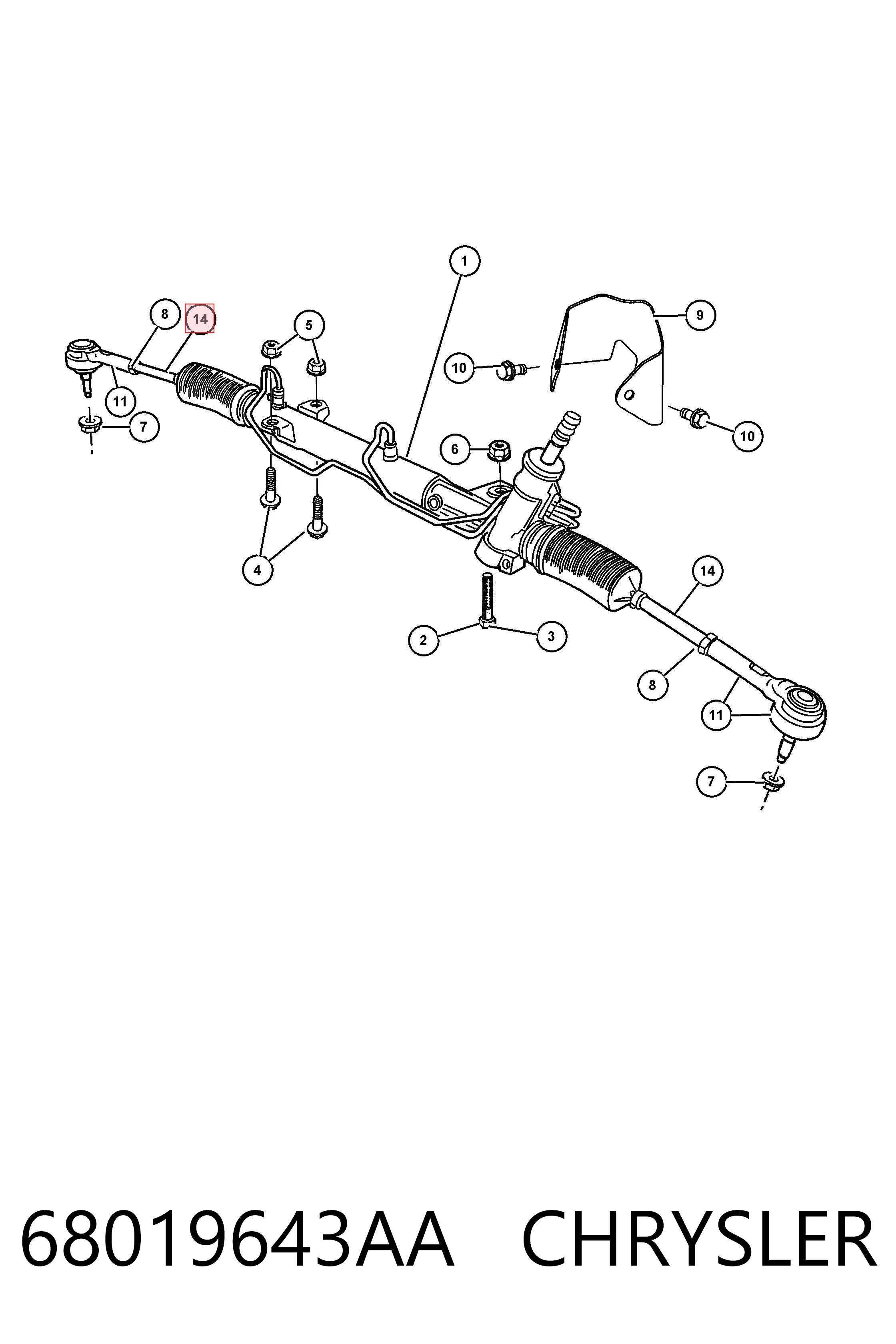 68019643AA Chrysler Barra de direccion coche