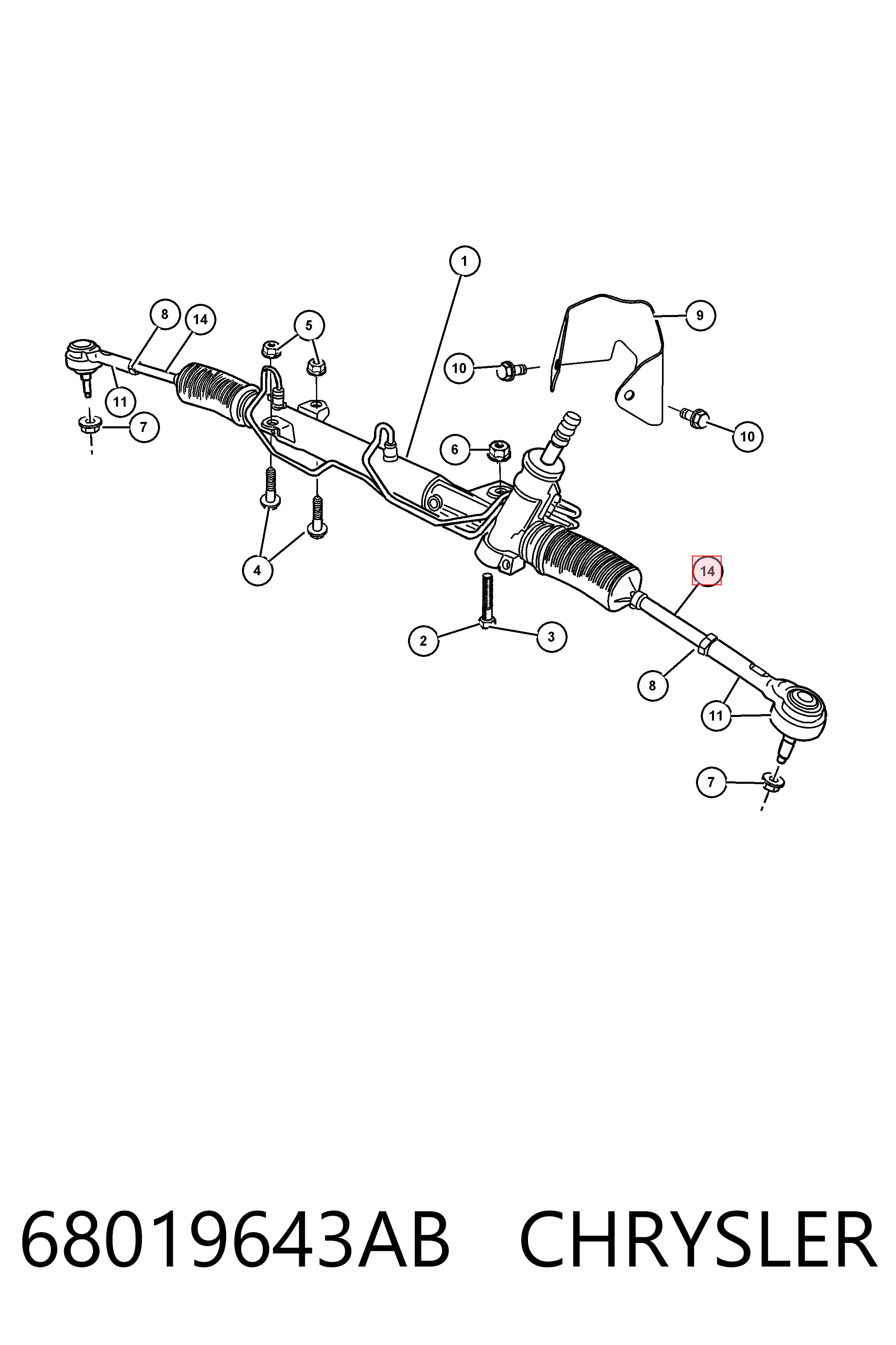 68019643AB Chrysler Barra de direccion coche