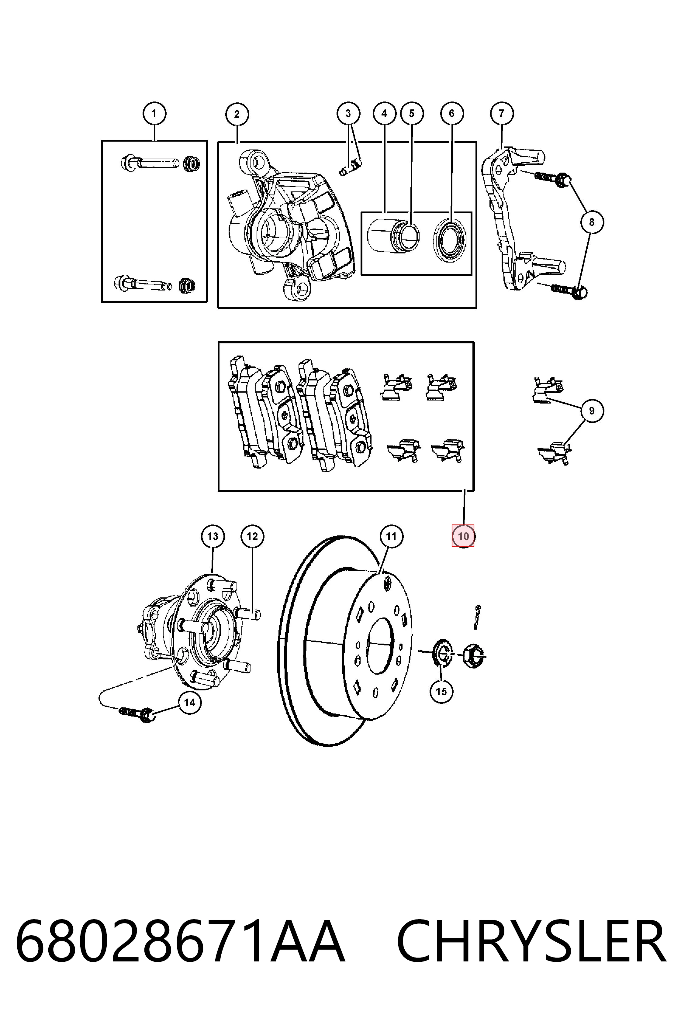 68028671AA Chrysler Pastillas freno traseras