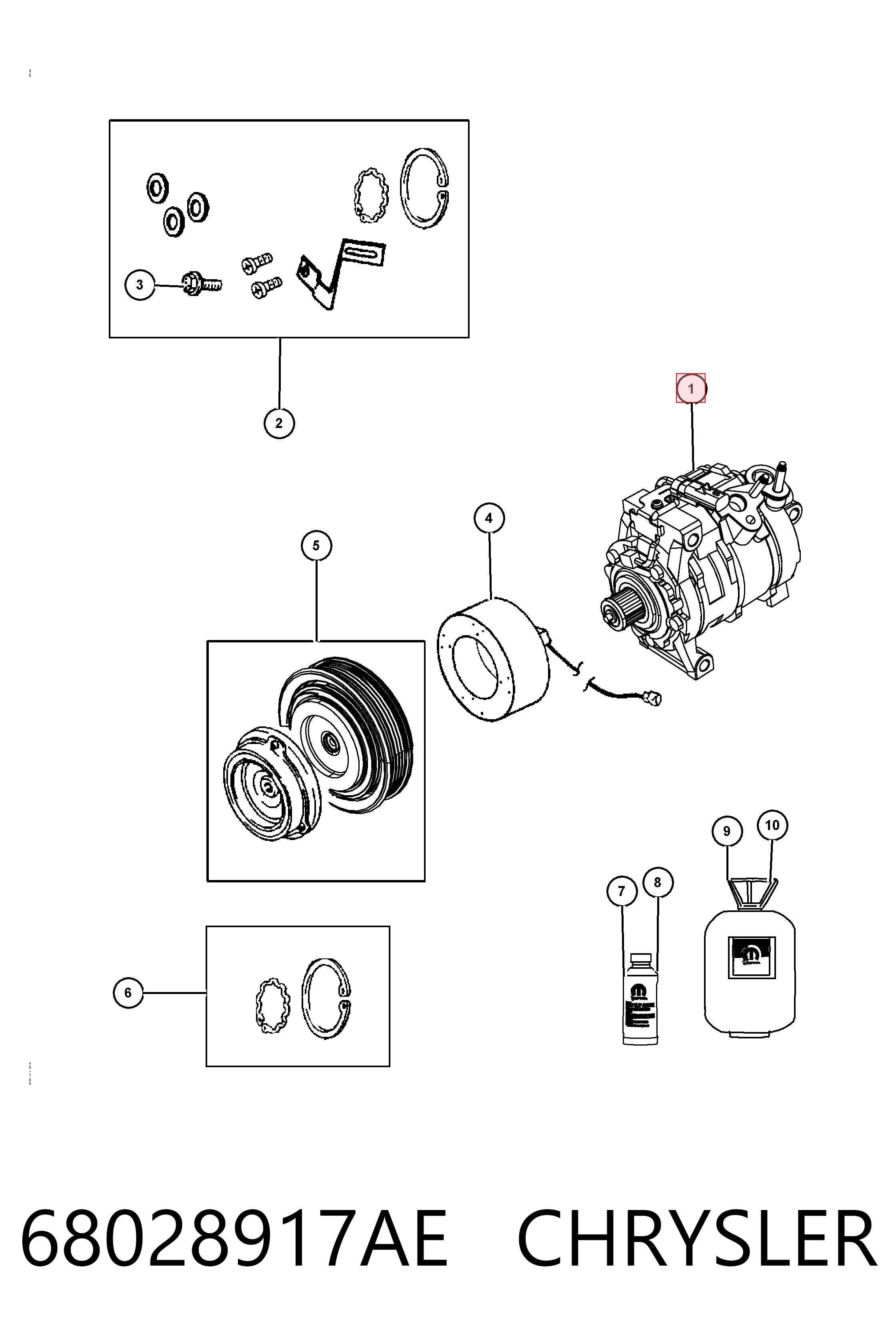 68028917AE Chrysler Compresor climatizador