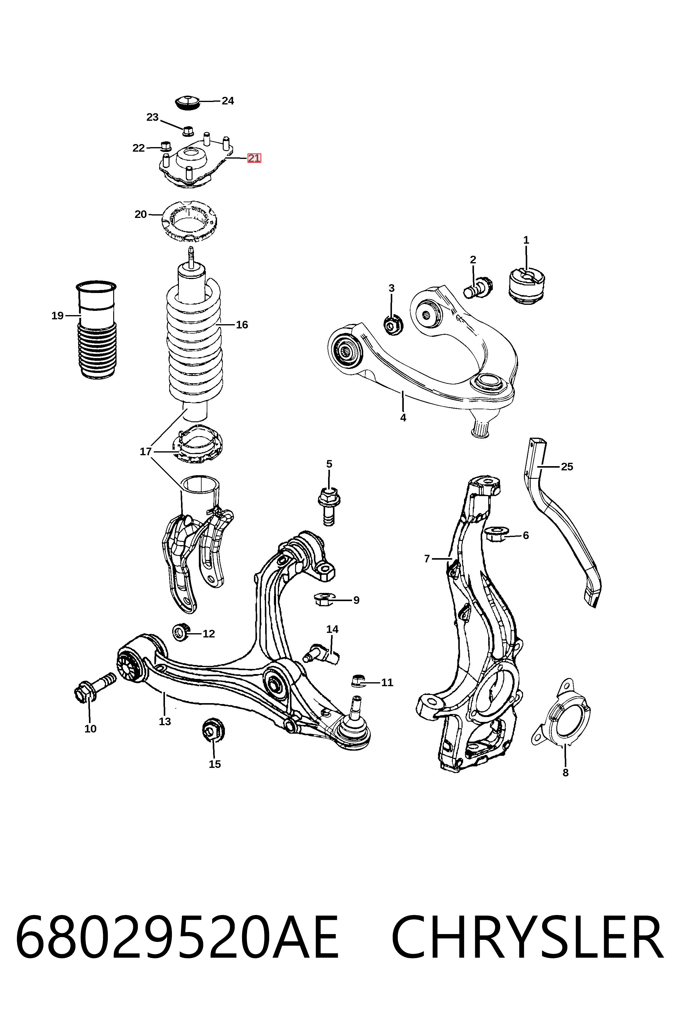 68029520AE Chrysler Soporte del amortiguador delantero