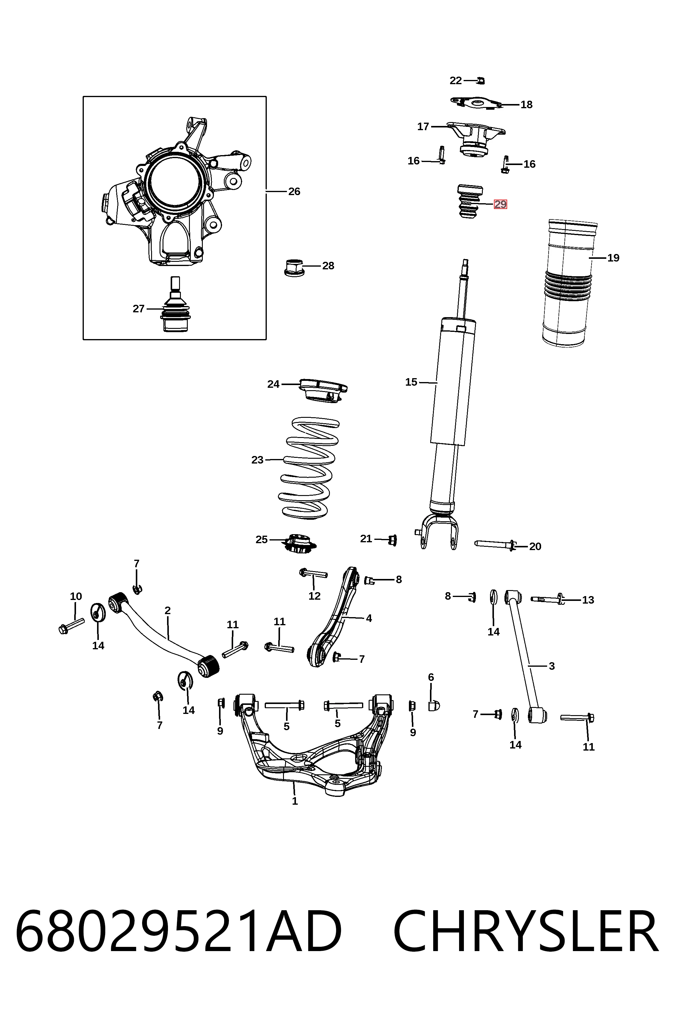 K68029520AE Fiat/Alfa/Lancia Soporte del amortiguador delantero