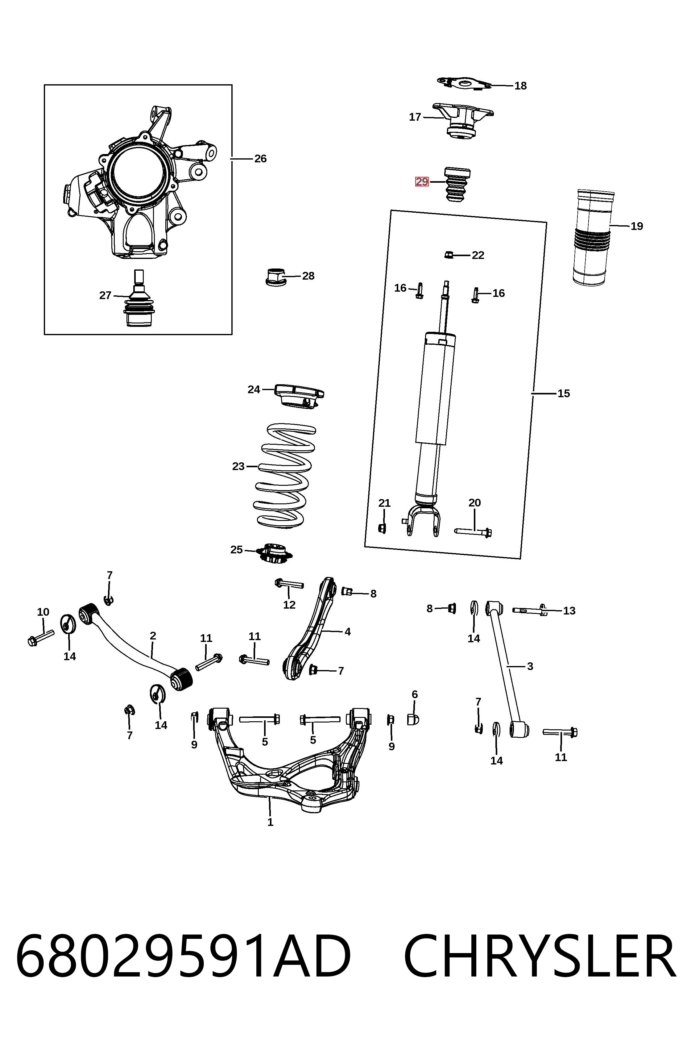 68029591AD Chrysler Soporte amortiguador trasero