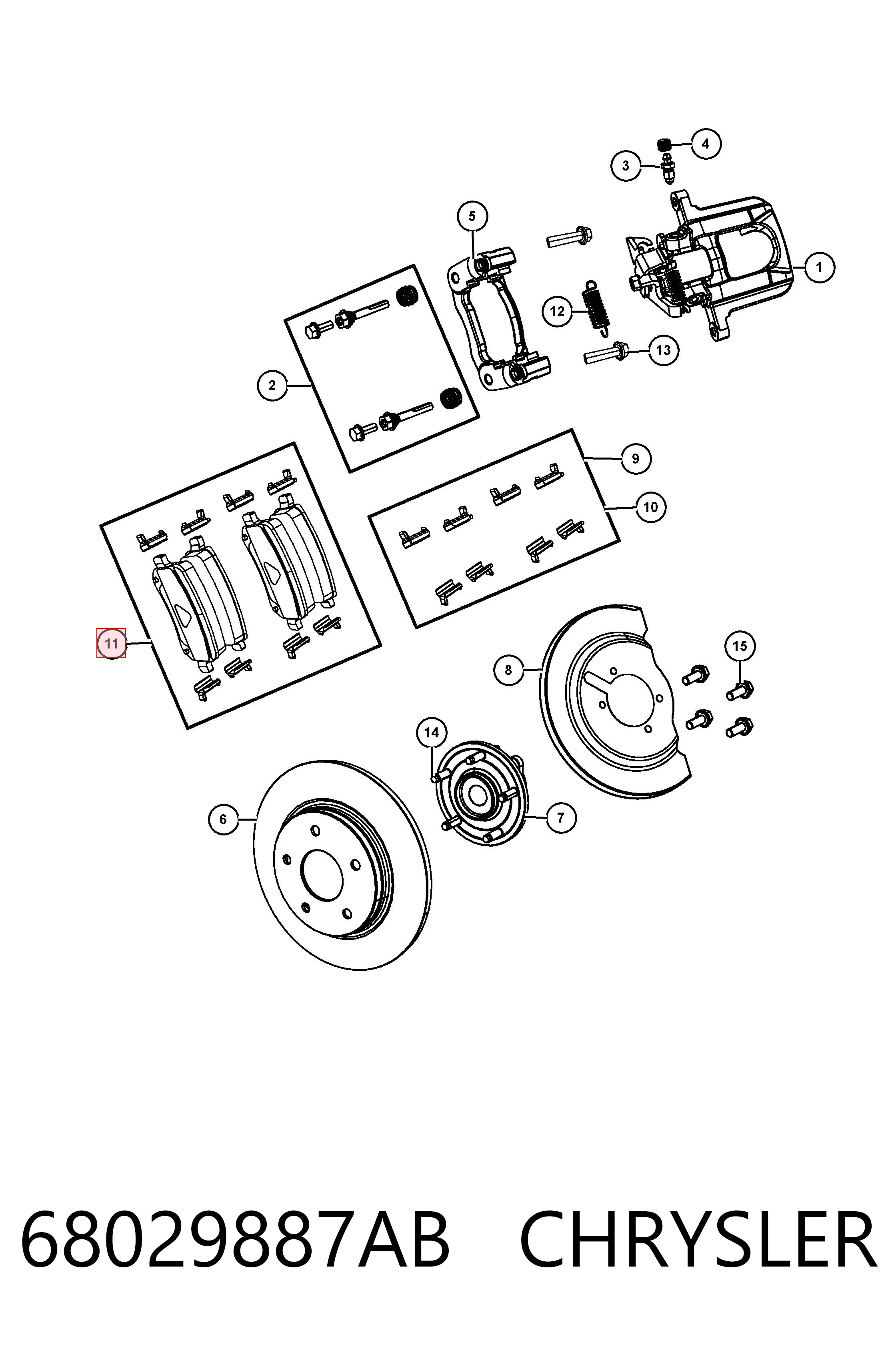 68029887AB Chrysler Pastillas freno traseras