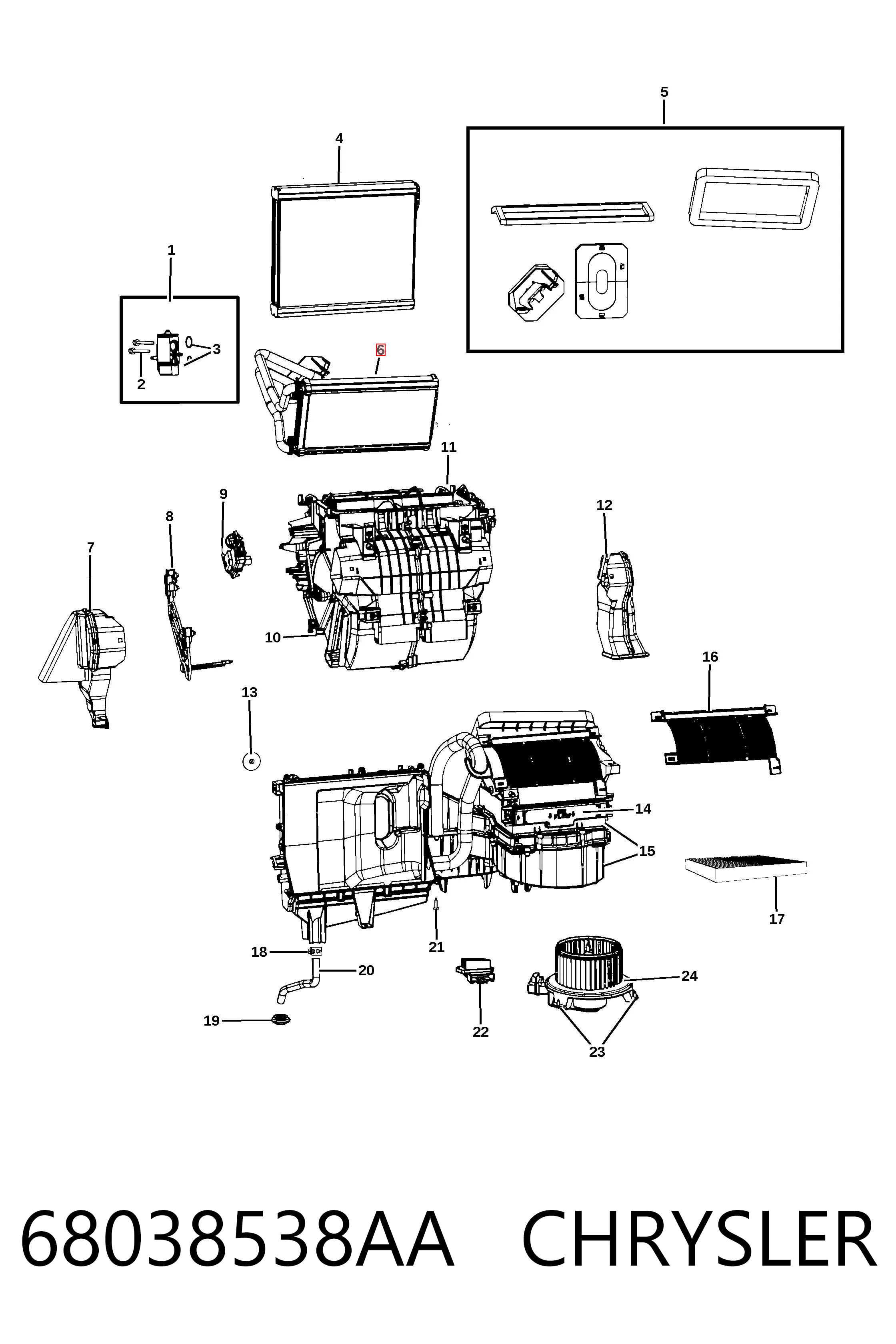 68038538AA Chrysler Radiador interior