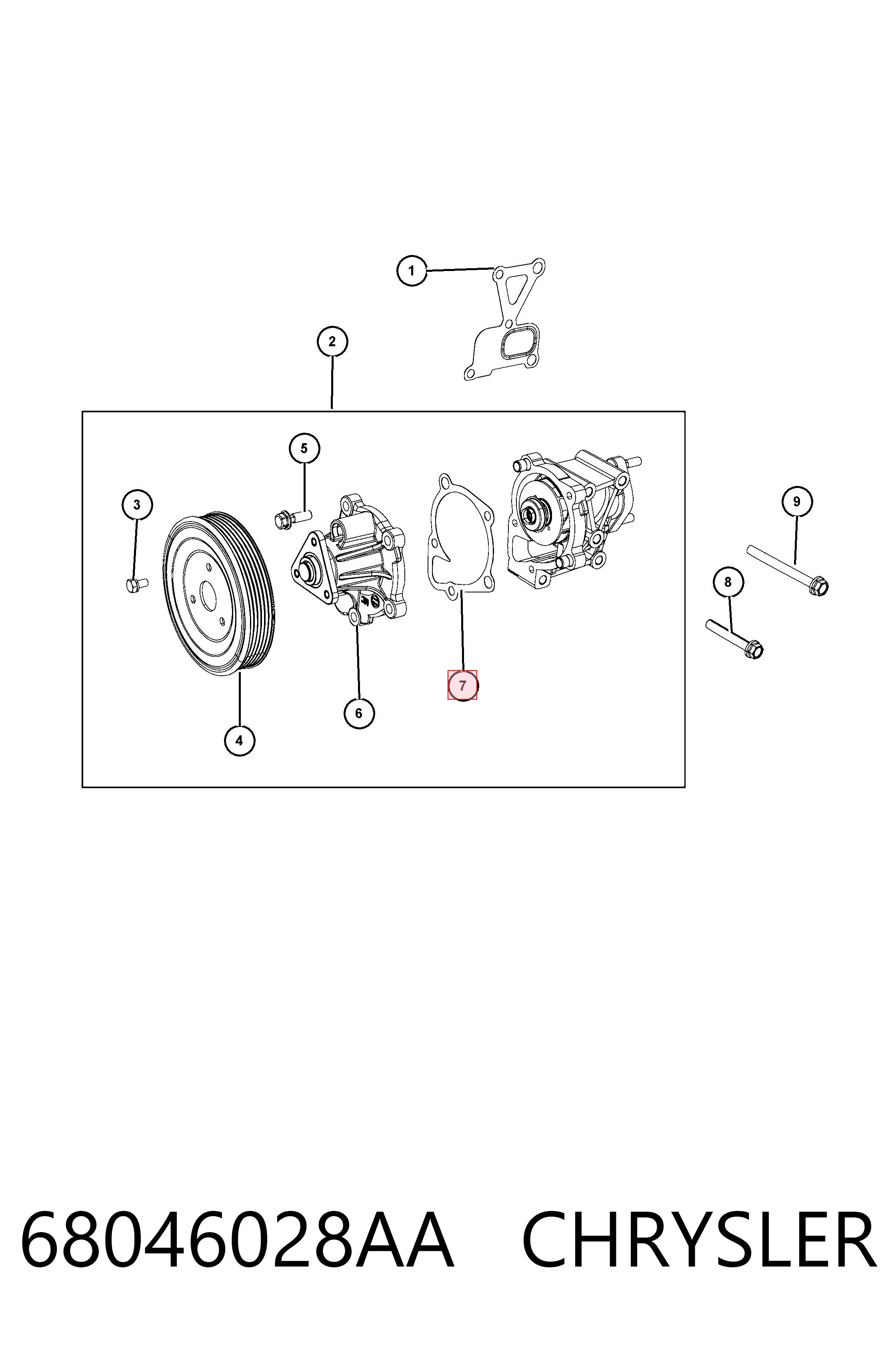 68046028AA Chrysler Junta de bomba de agua