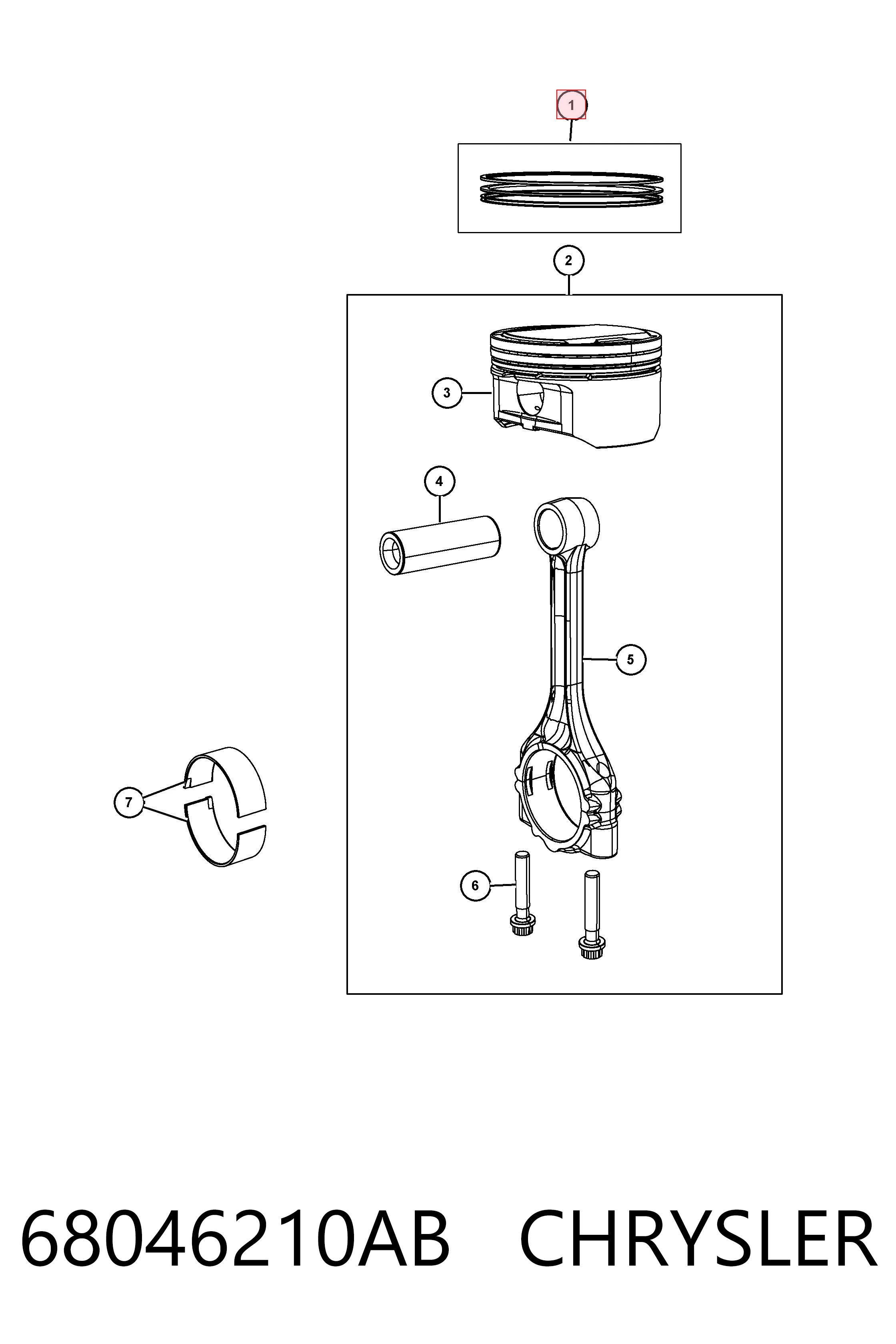 68046210AB Chrysler Juego de anillos de pistón para 1 cilindro, STD
