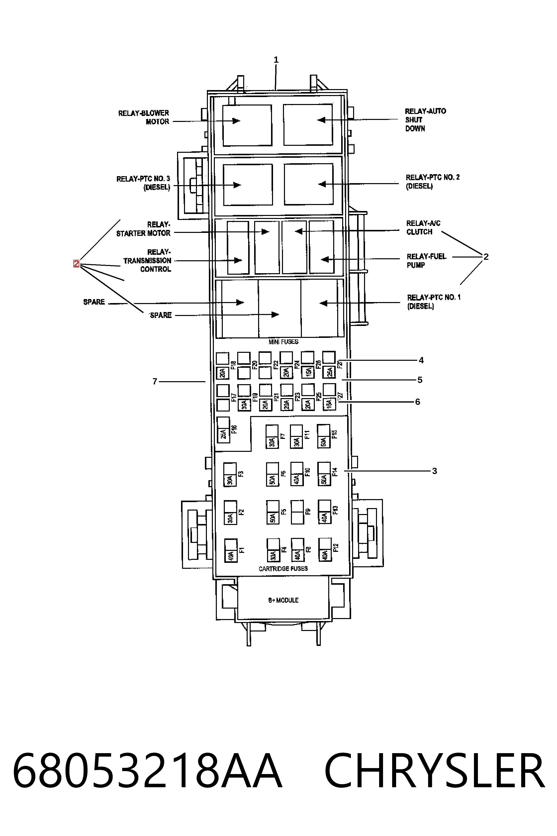 68053218AA Chrysler Relé de ventilador de aire acondicionado