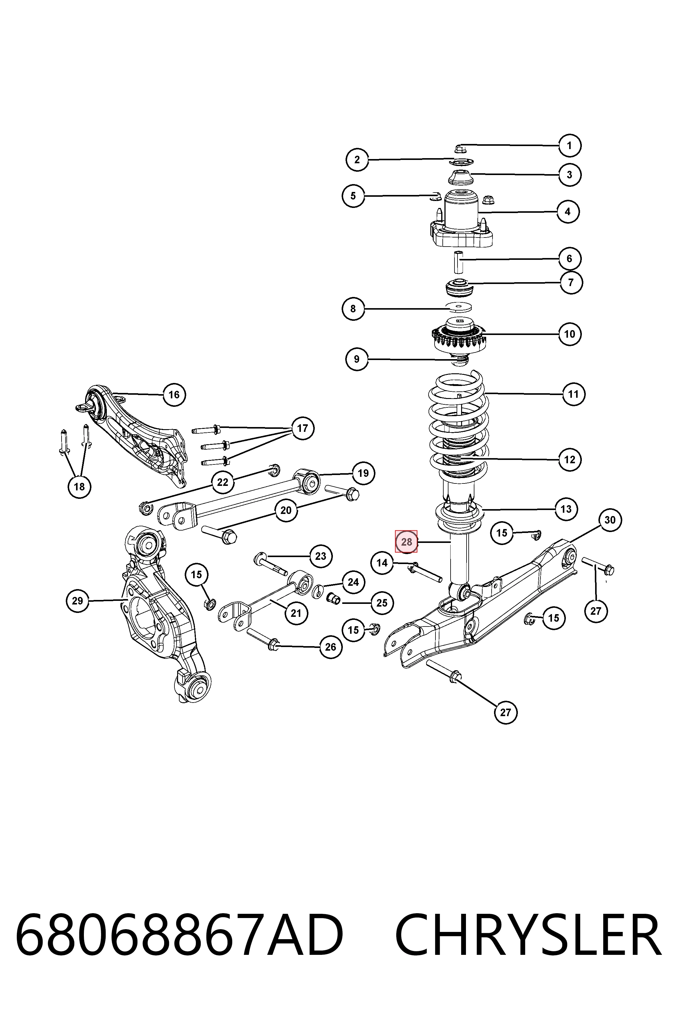 68068867AD Chrysler Amortiguadores posteriores