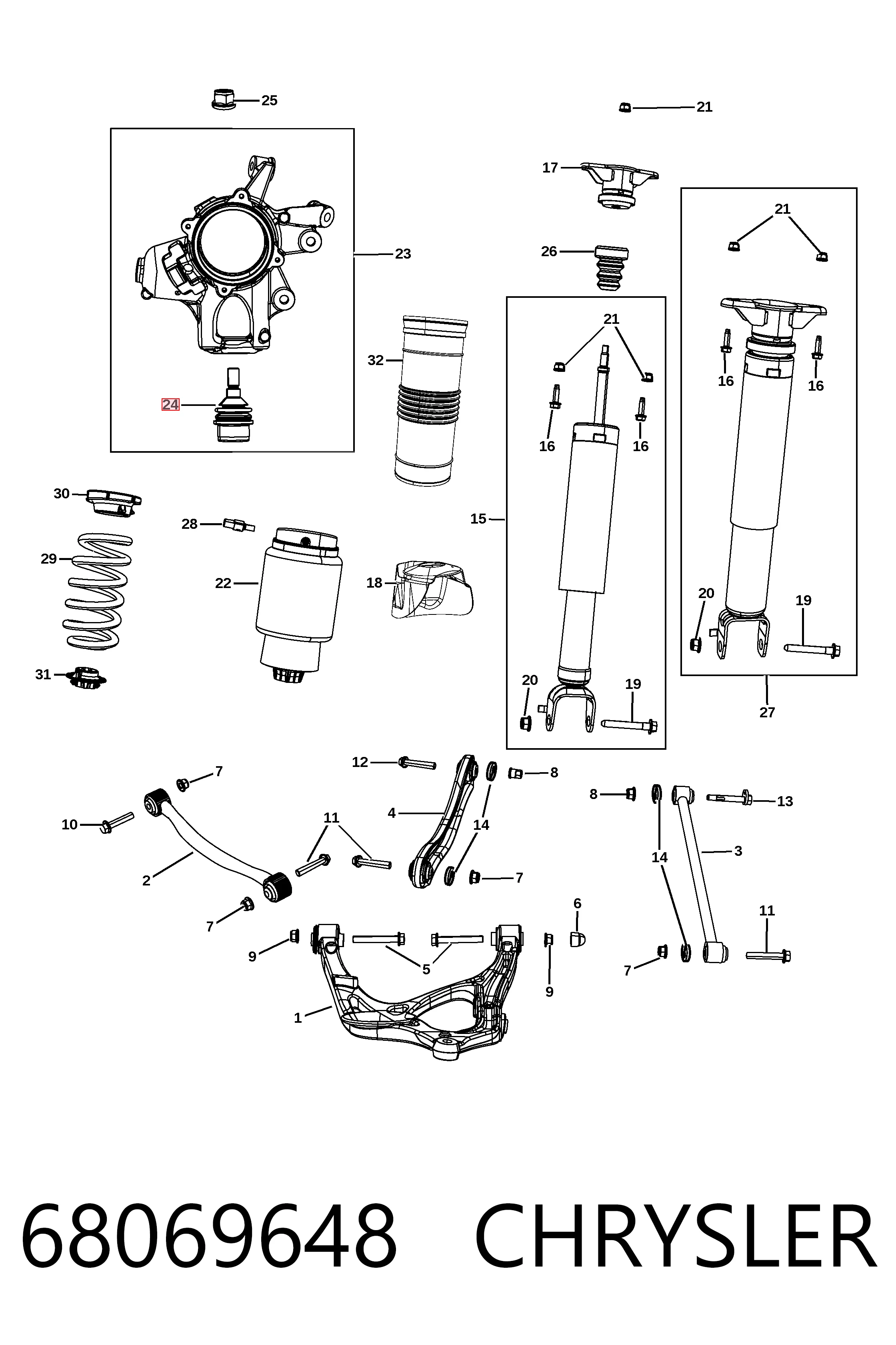 68069648 Chrysler Rótula inferior de suspensión