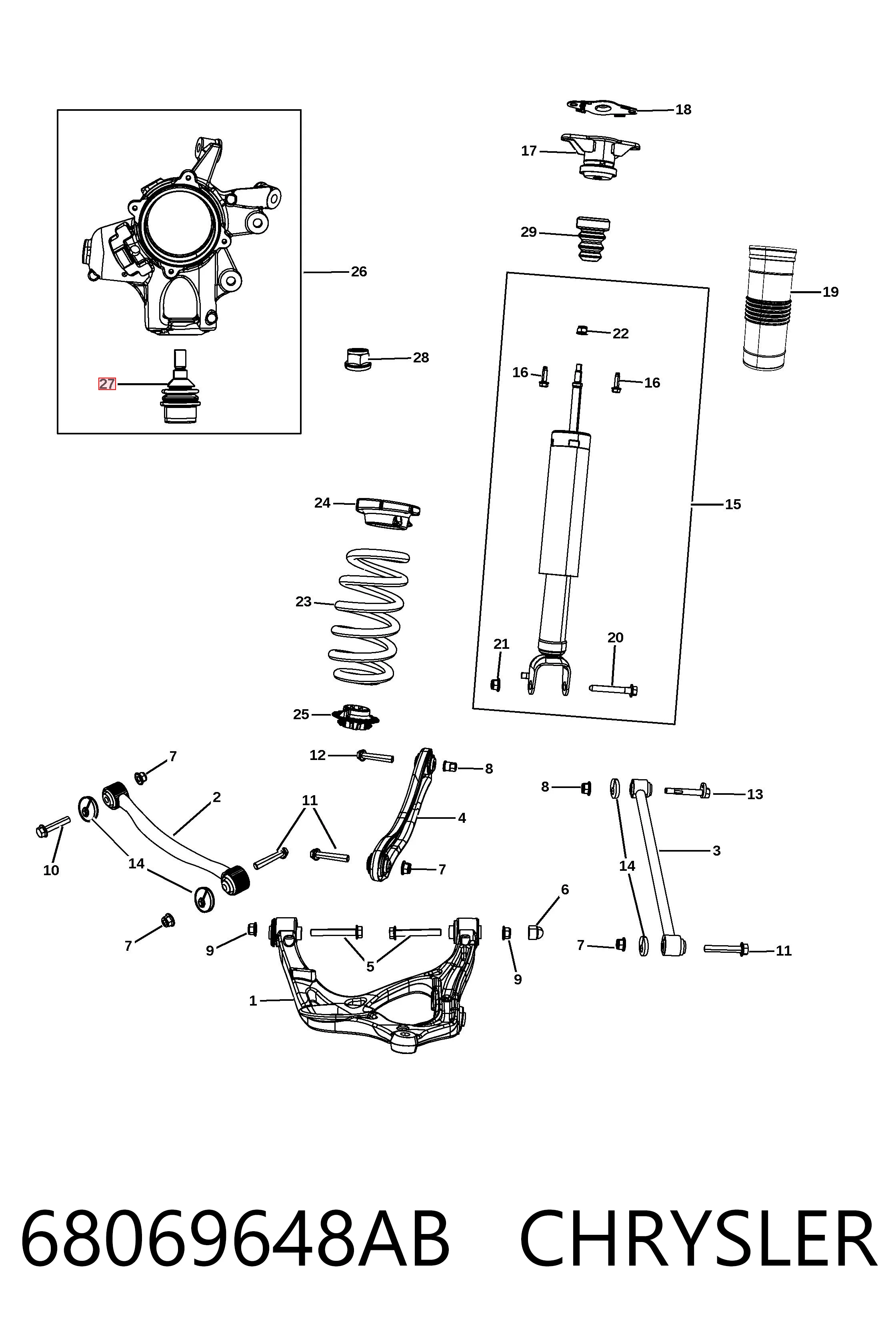 68069648AB Chrysler Rótula inferior de suspensión