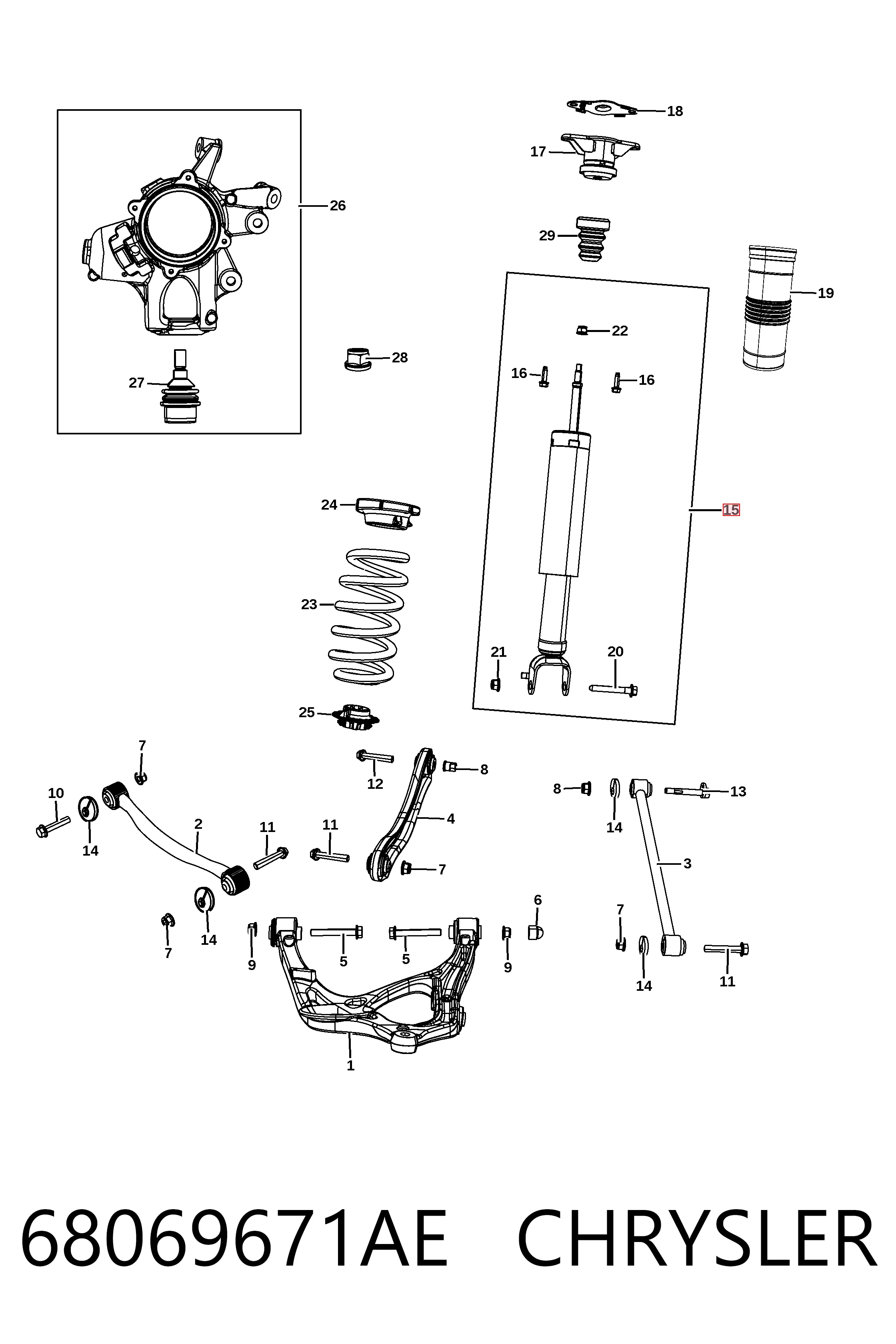 68069671AE Chrysler Amortiguadores posteriores