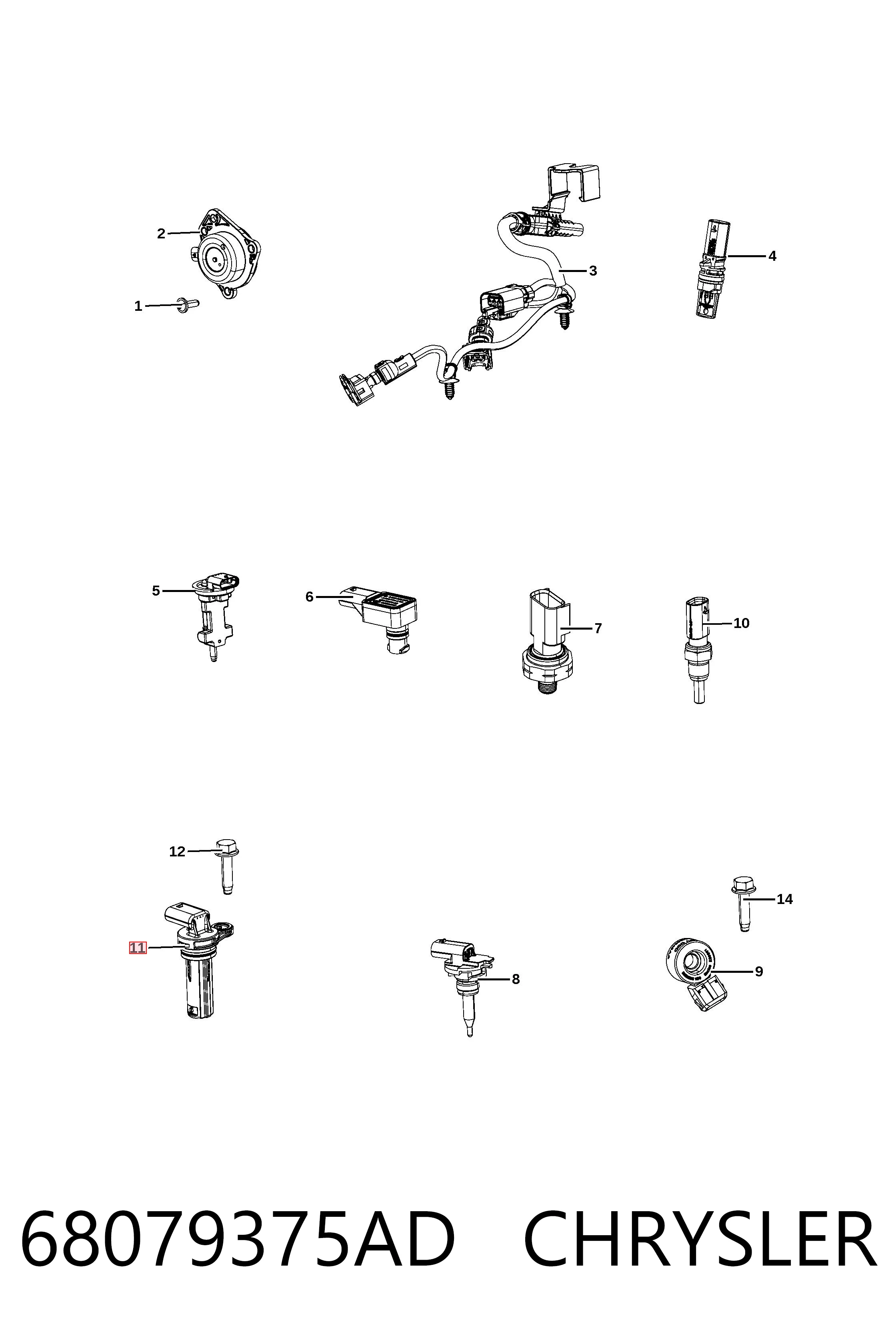 68079375AD Chrysler Sensor de posición del cigüeñal