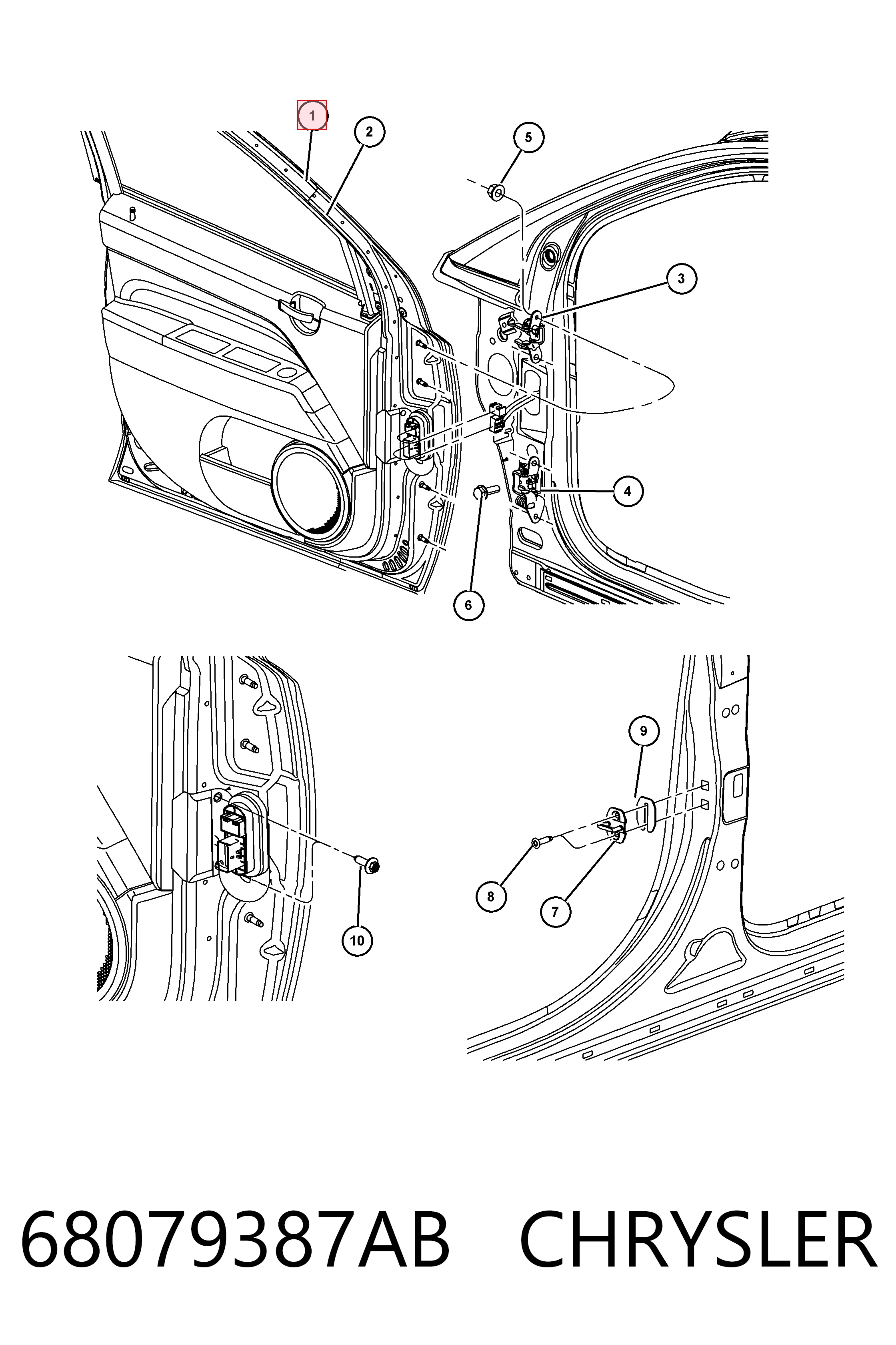 Puerta delantera izquierda 68079387AB CHRYSLER