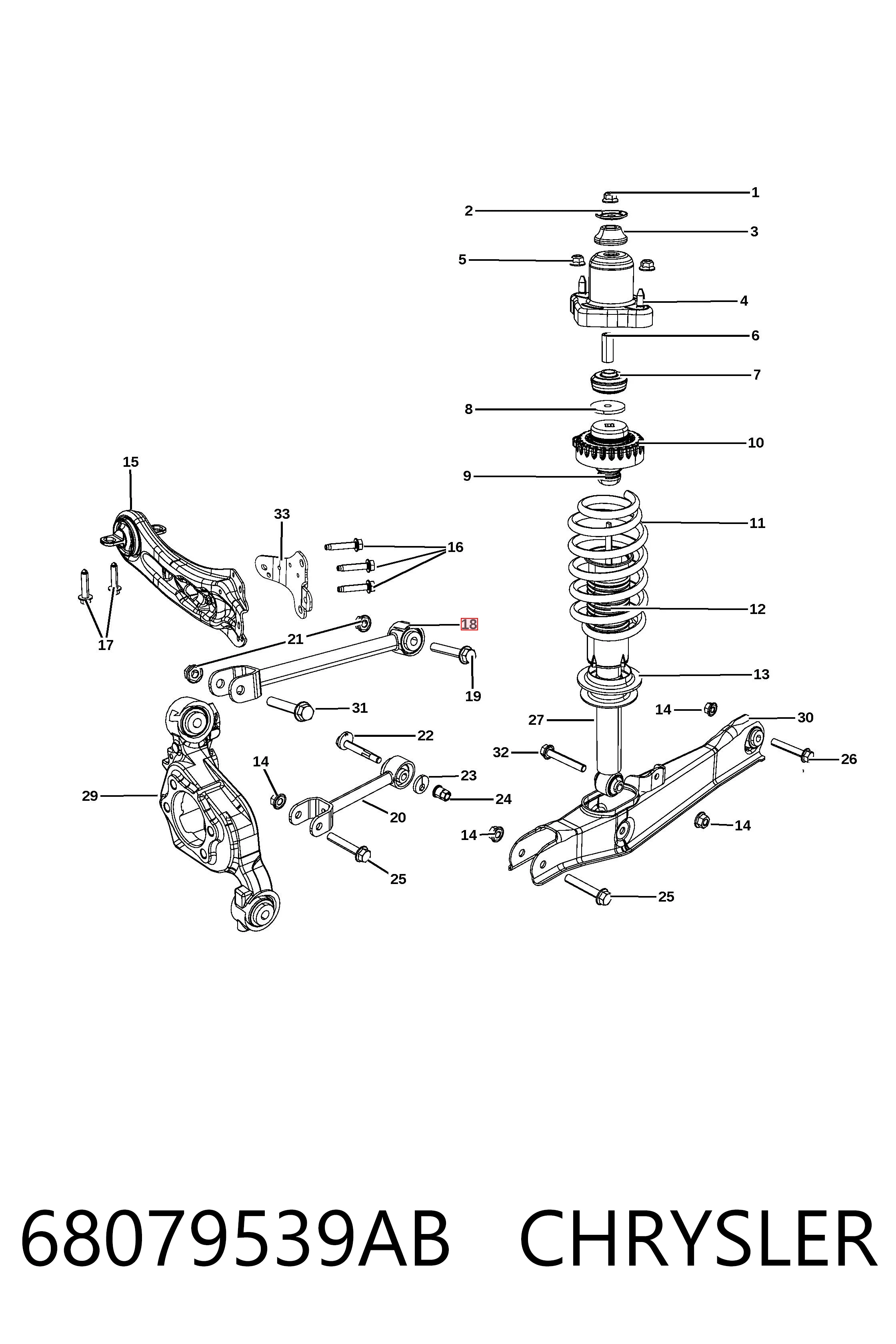 68079539AB Chrysler Barra transversal, suspensión de ruedas, eje trasero