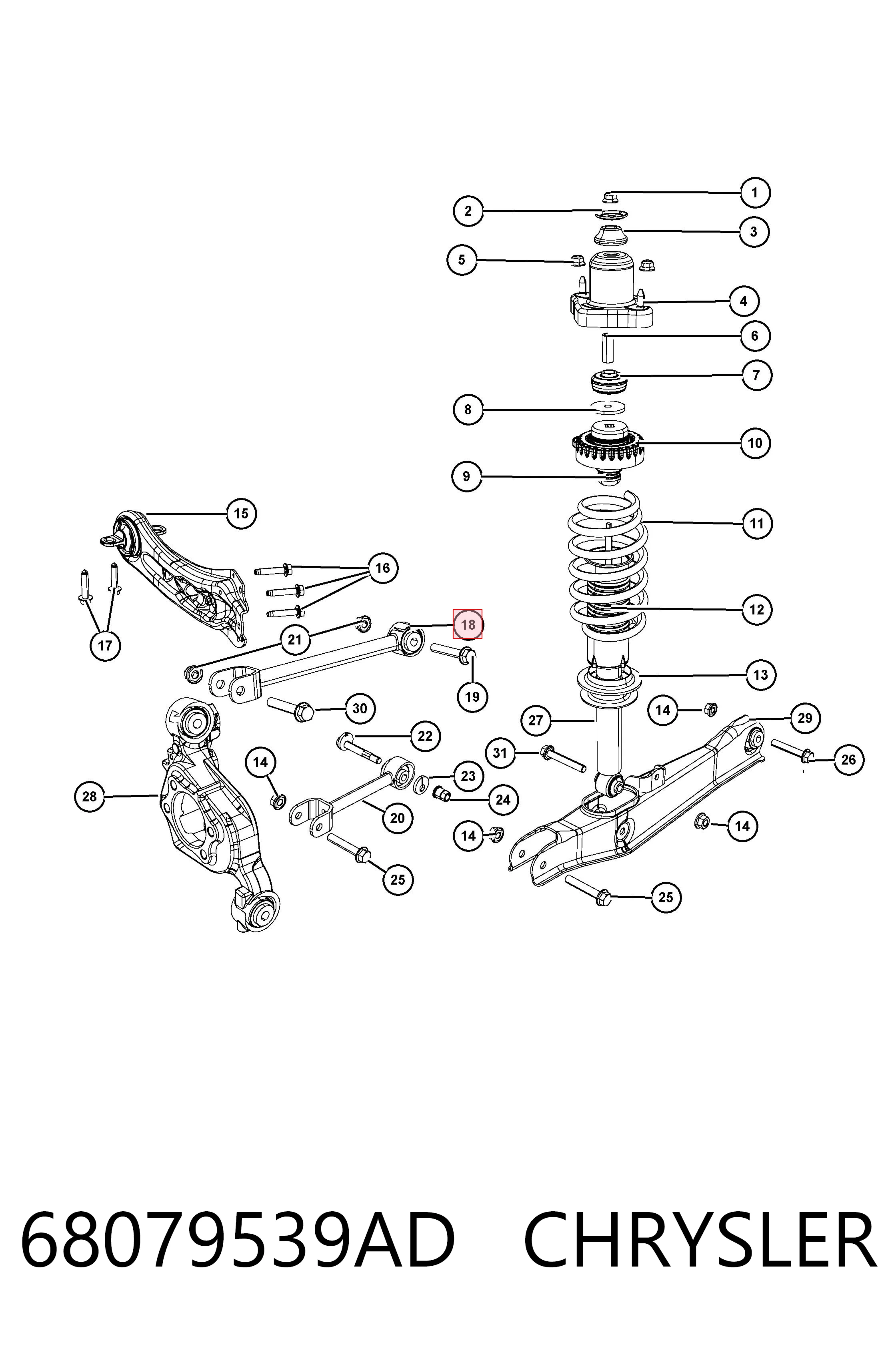 68079539AD Chrysler Barra transversal, suspensión de ruedas, eje trasero
