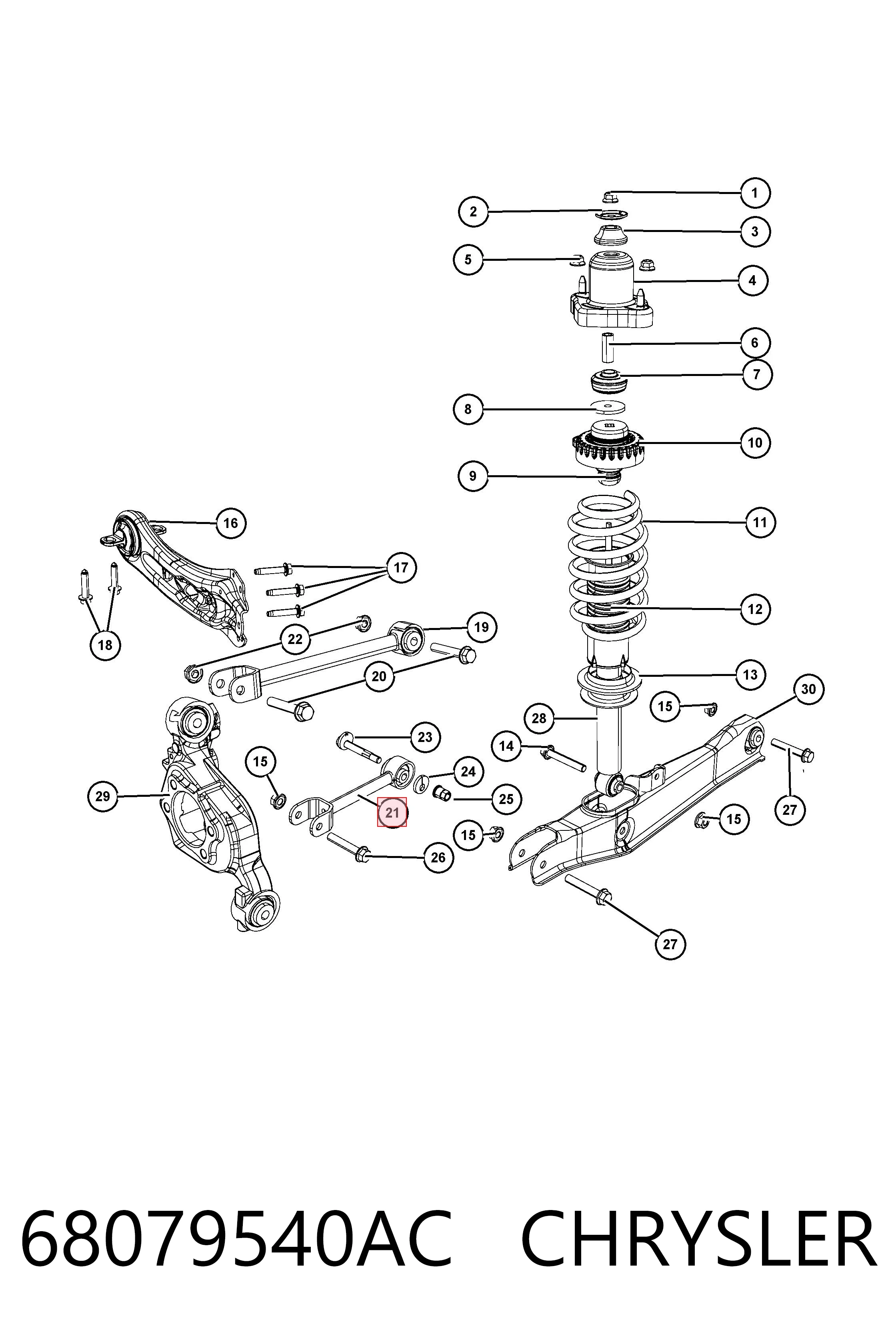 68079540AC Chrysler Barra transversal, suspensión de ruedas, eje trasero