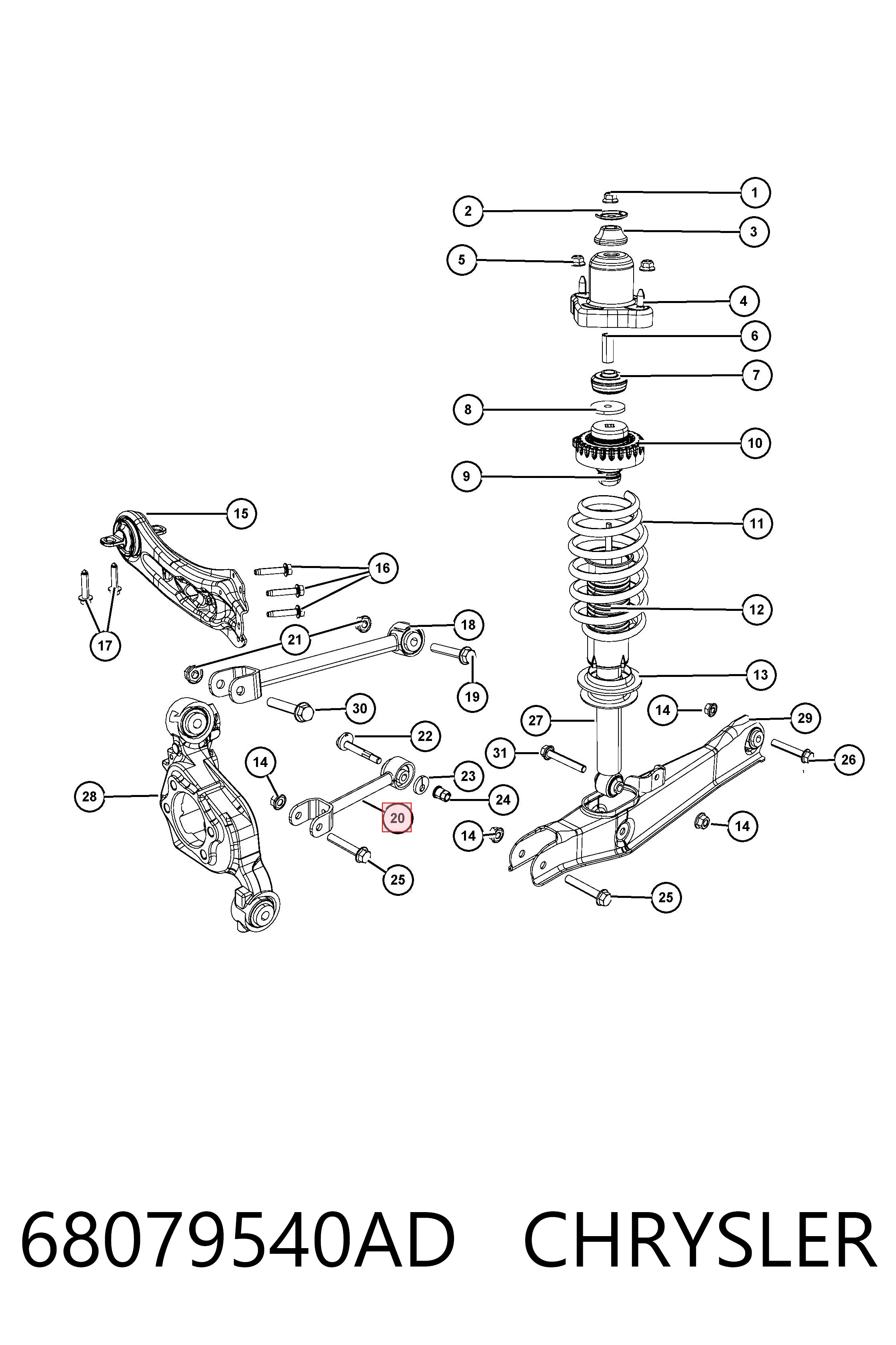 68079540AD Chrysler Barra transversal, suspensión de ruedas, eje trasero