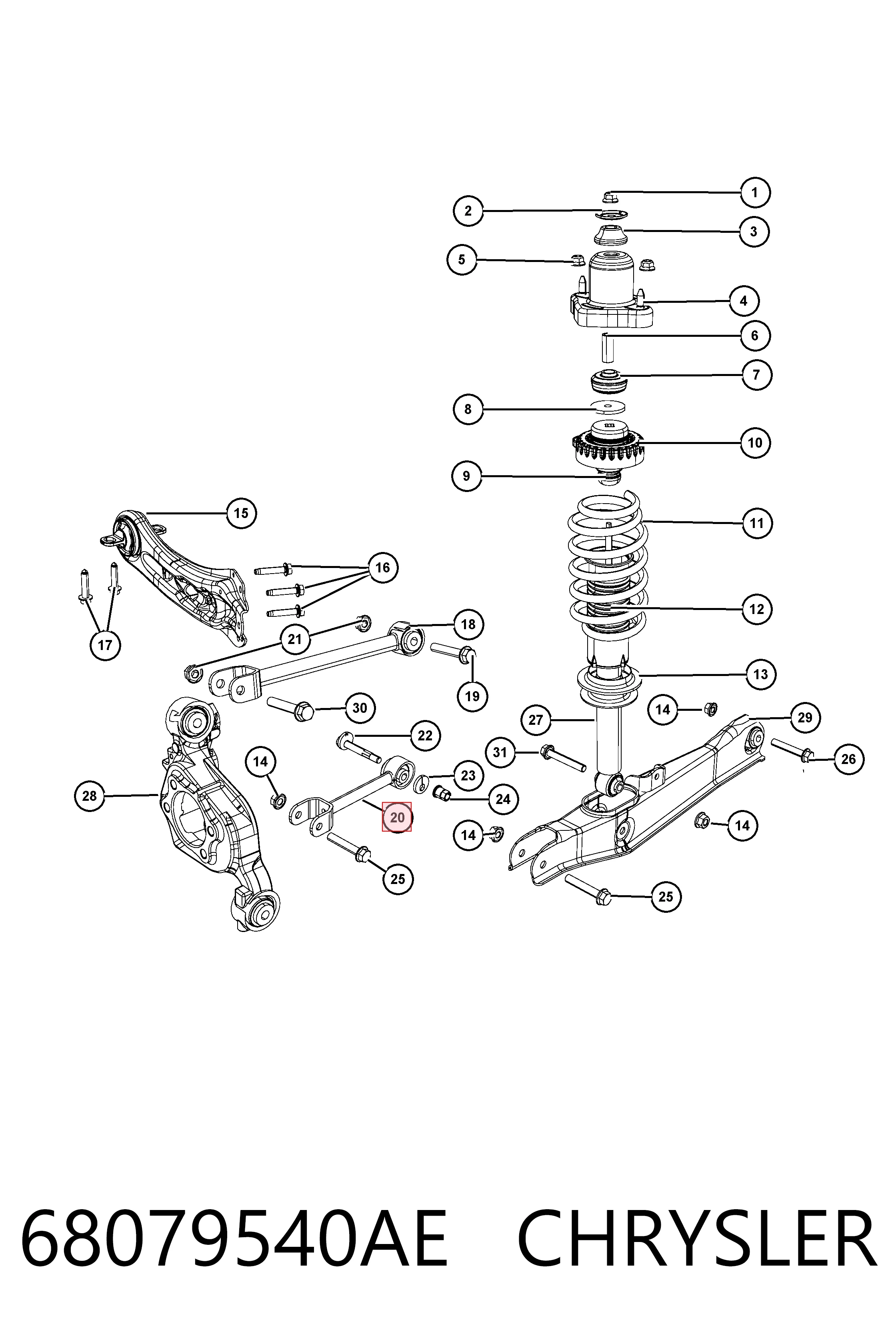 68079540AE Chrysler Barra transversal, suspensión de ruedas, eje trasero