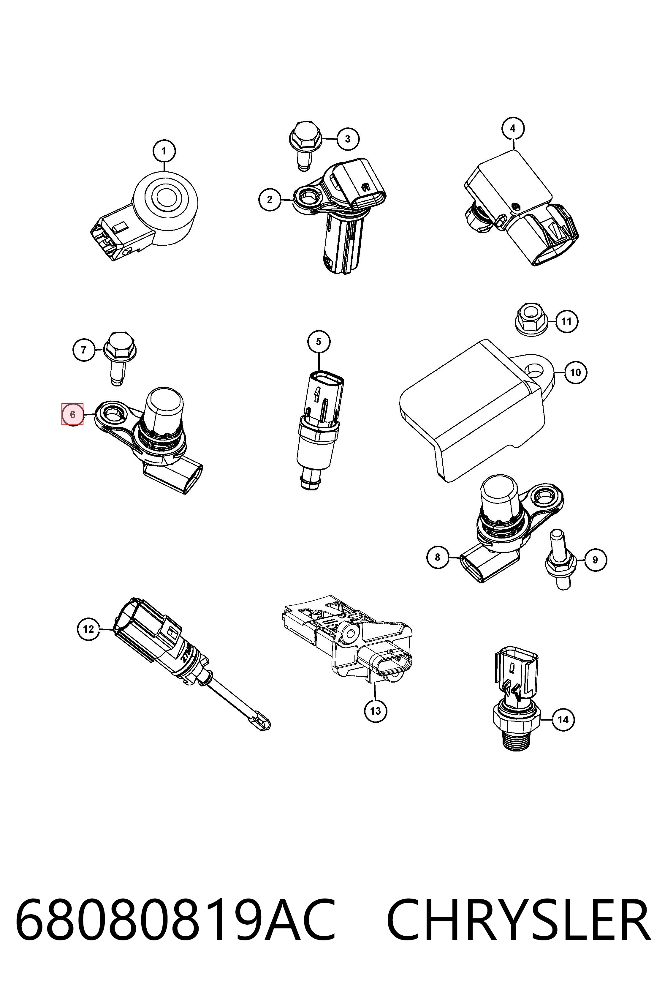 68080819AC Chrysler Sensor posición arbol de levas
