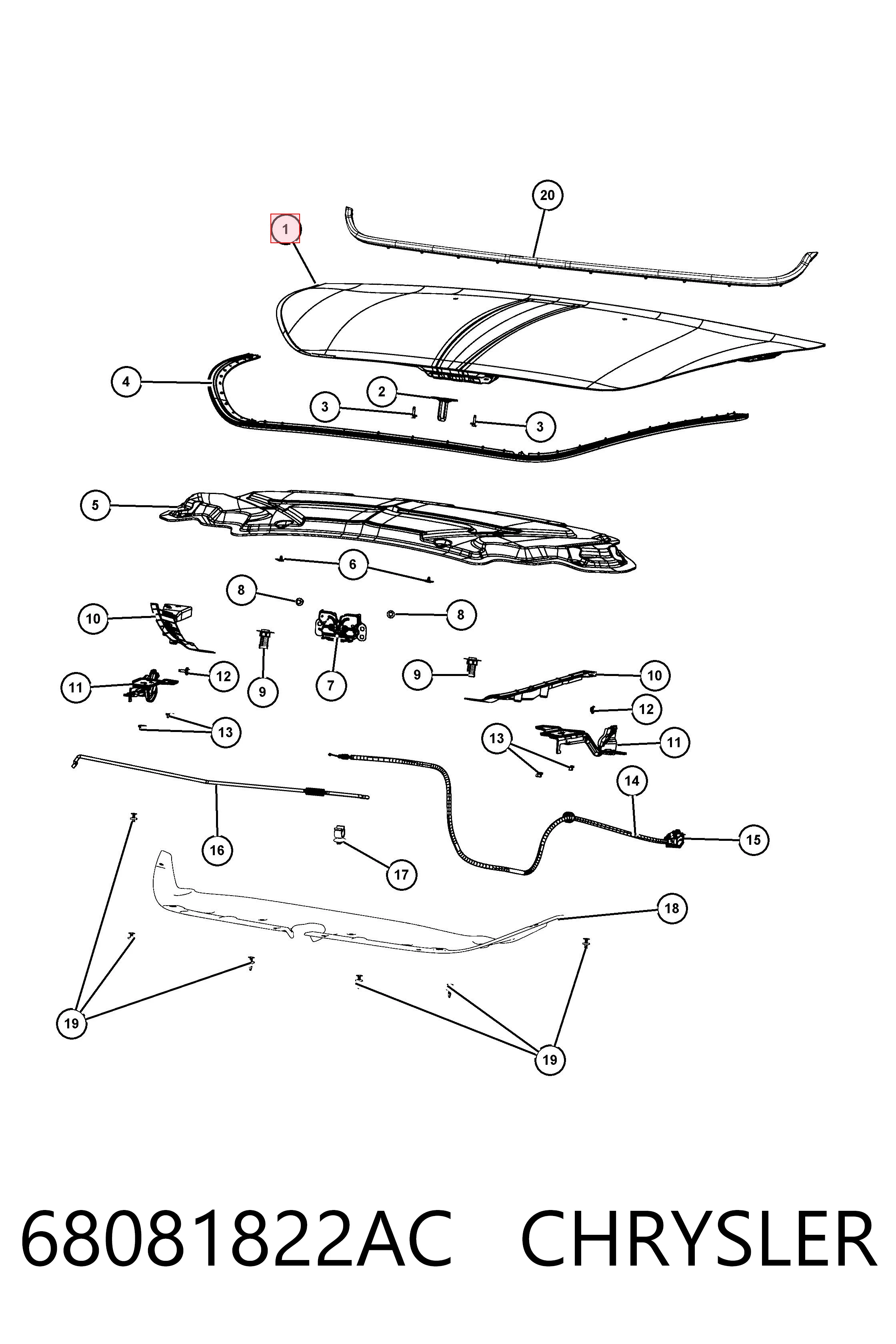 68081822AC Chrysler Capó delantero