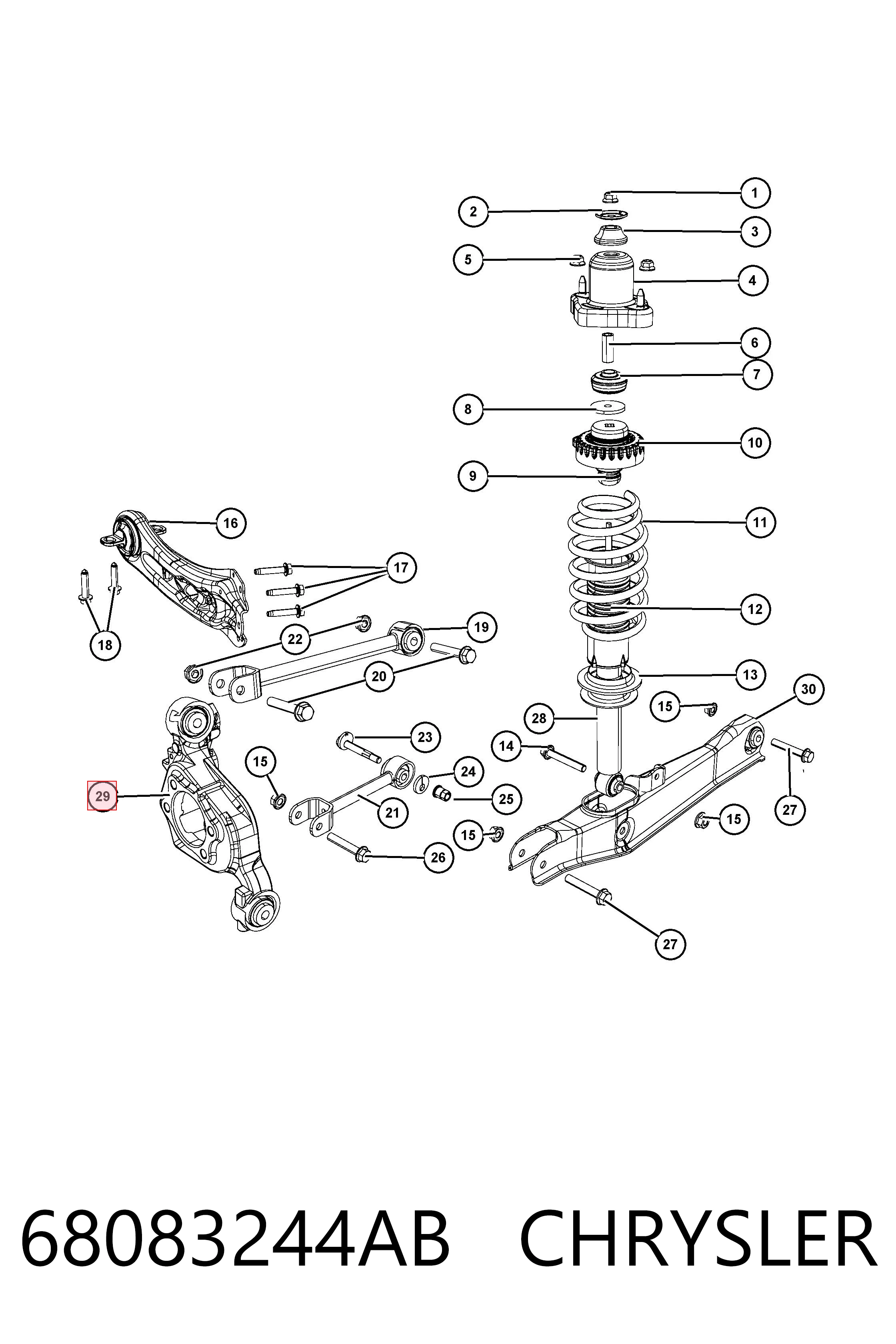 68083244AB Chrysler Mangueta trasera derecha
