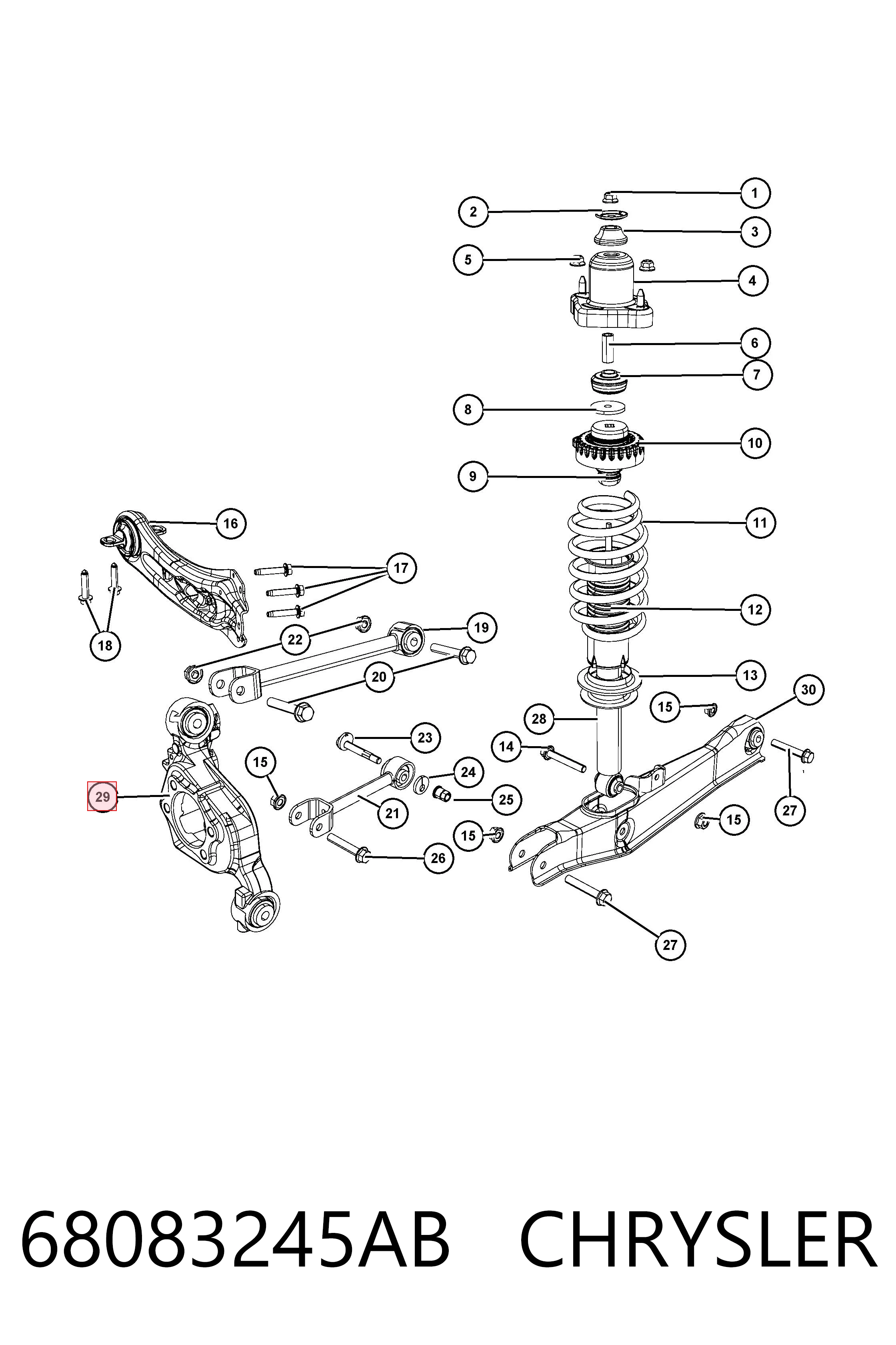 68083245AB Chrysler Mangueta trasera izquierda