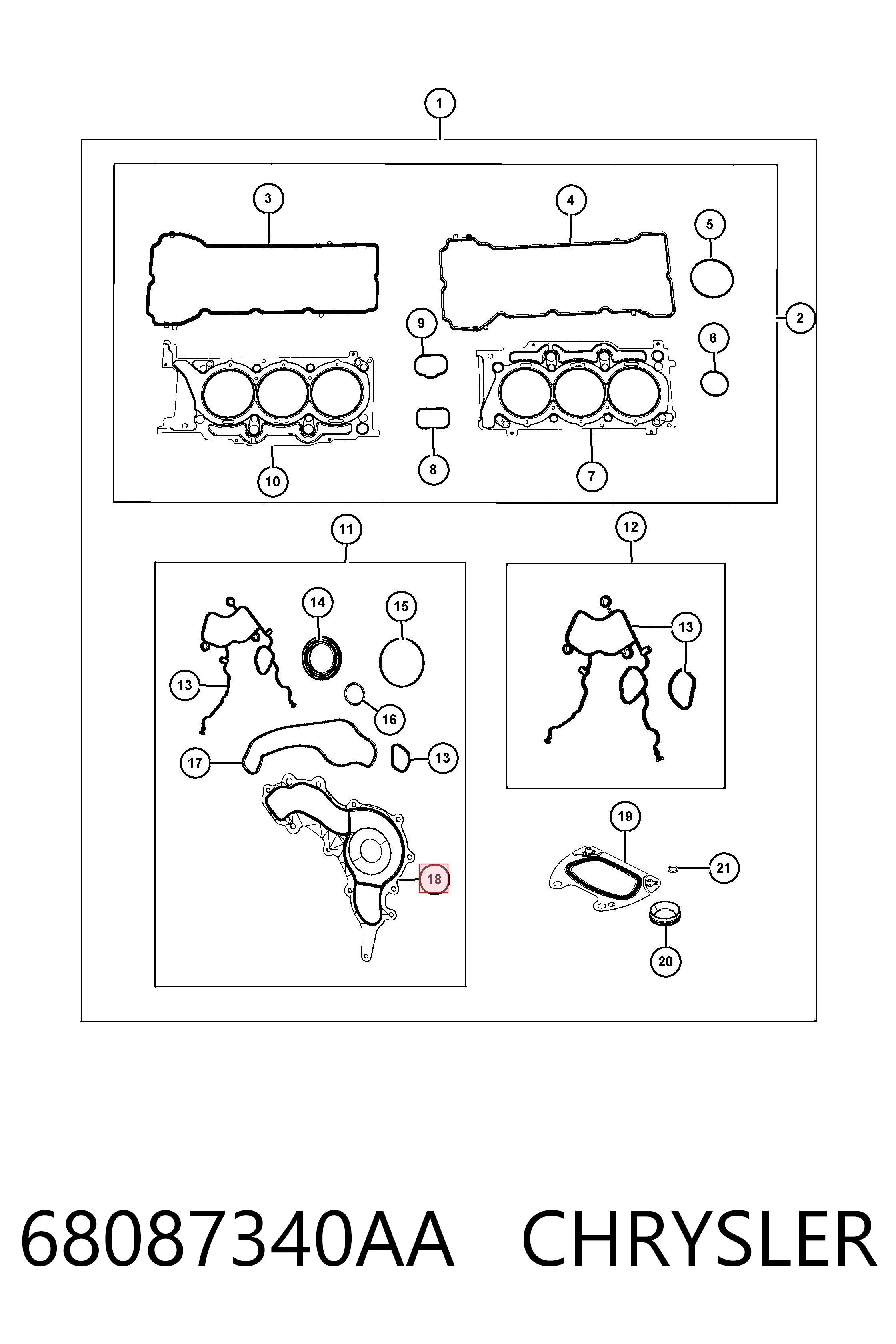 Junta de bomba de agua para Dodge Journey  