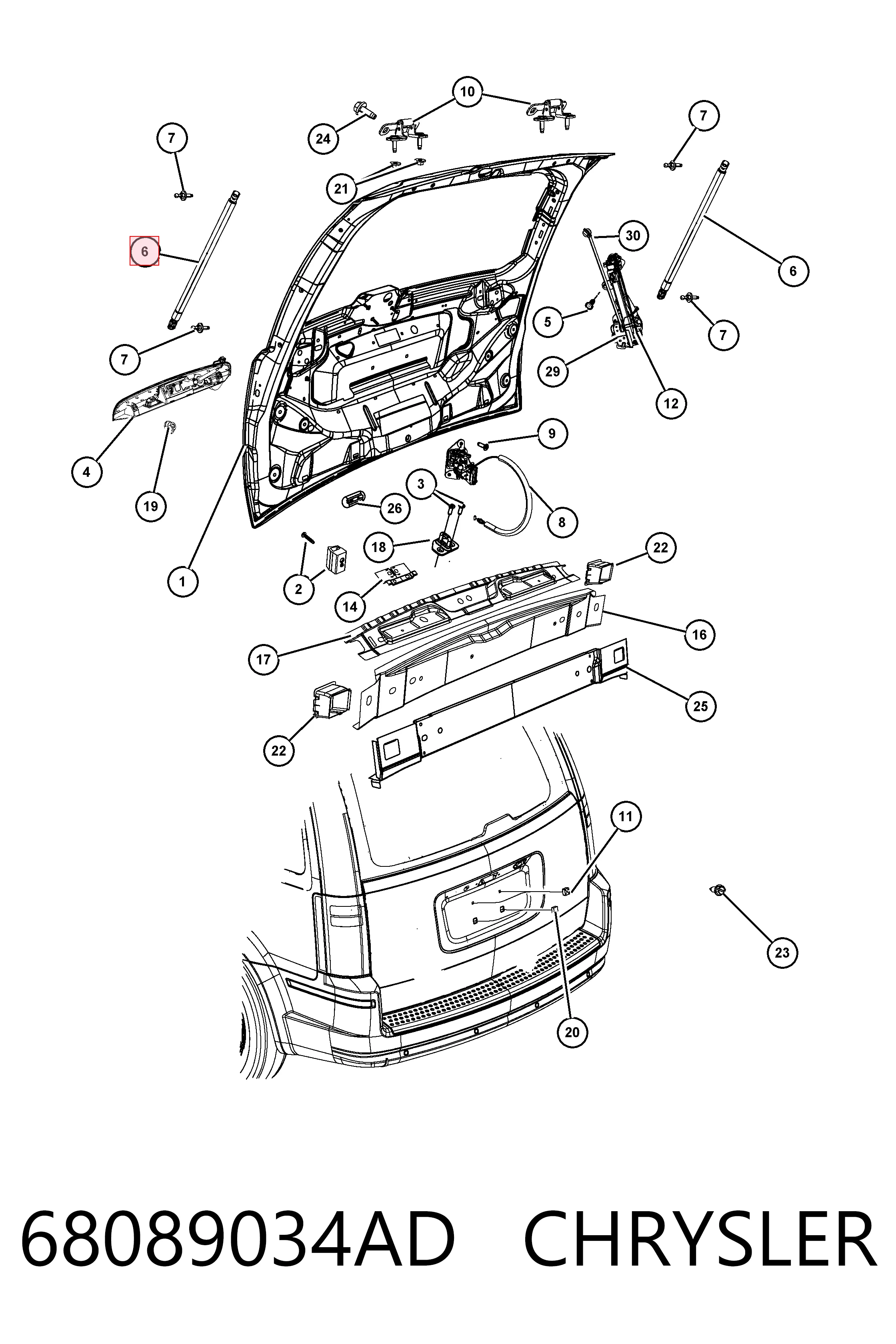68089034AD Chrysler Amortiguador de porton