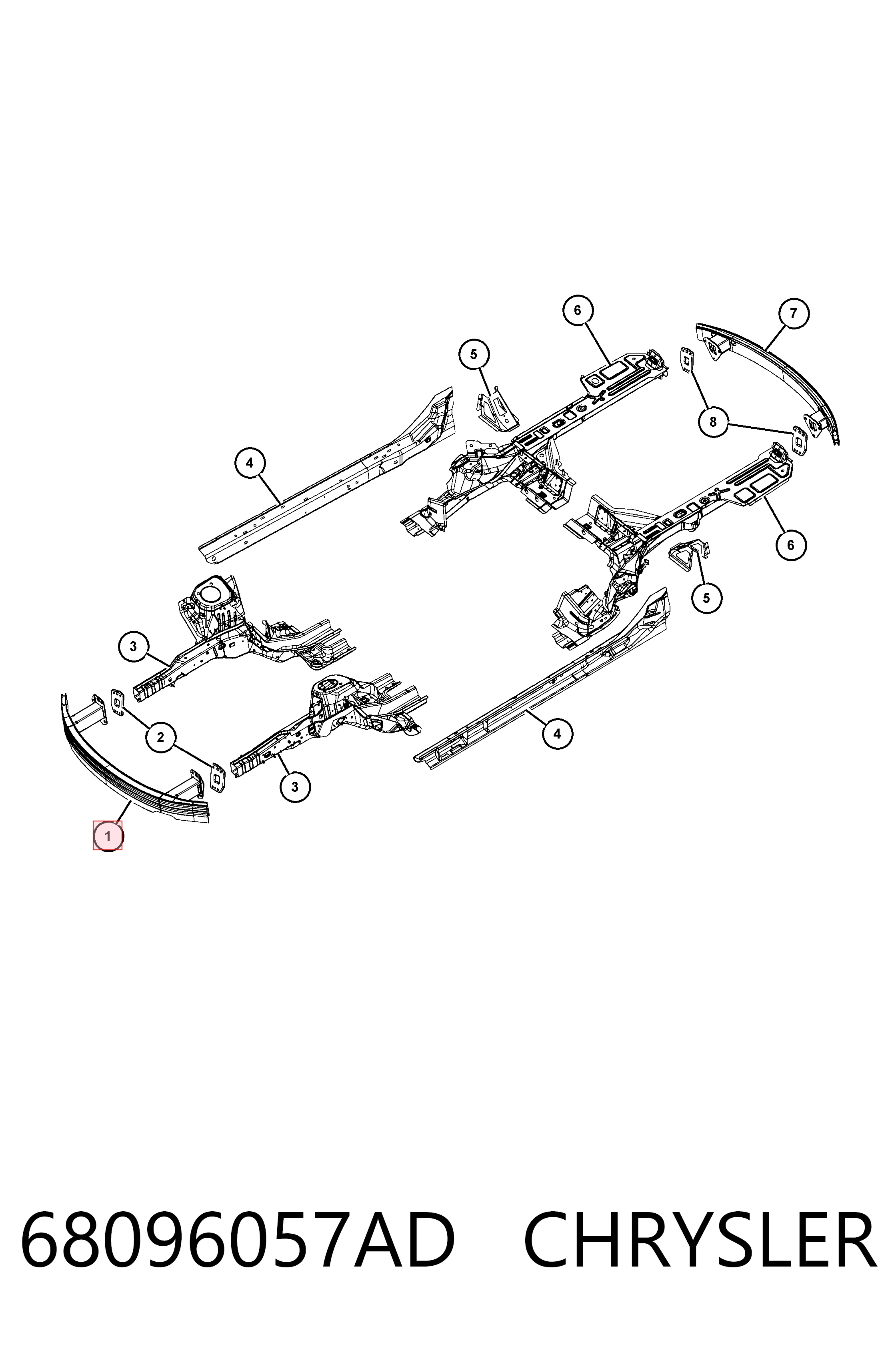 68096057AD Chrysler Refuerzo parachoque delantero
