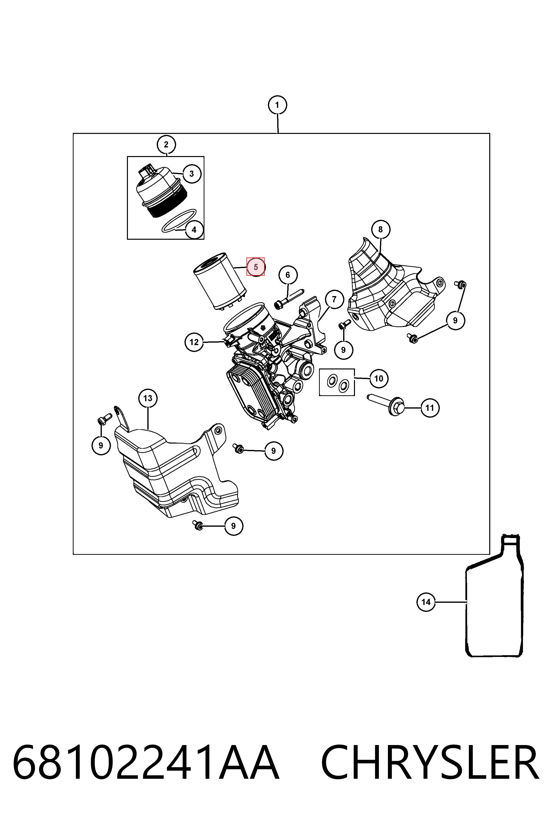 68102241AA Chrysler Filtro aceite