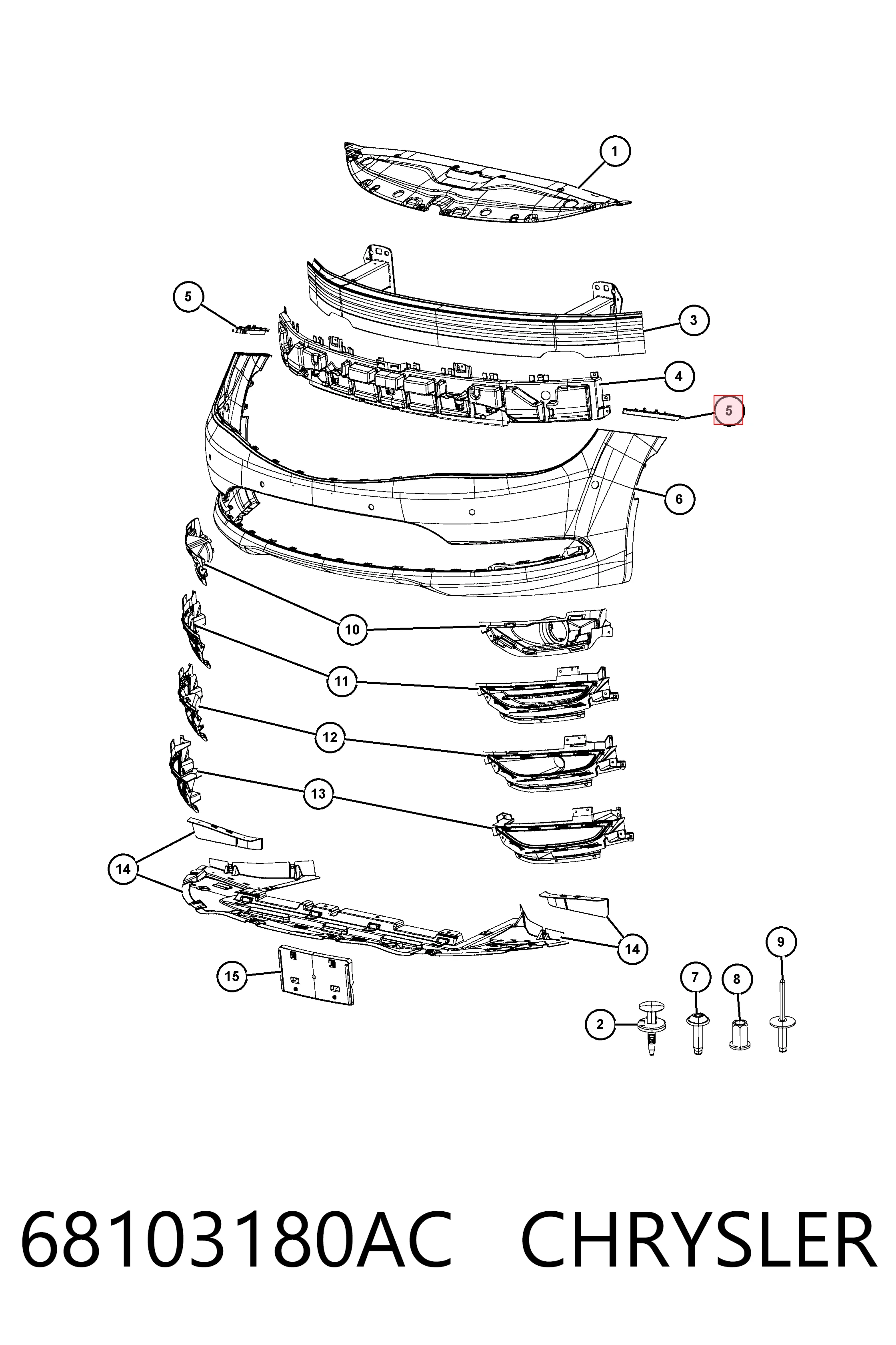 68103180AC Chrysler Soporte de parachoques delantero derecho