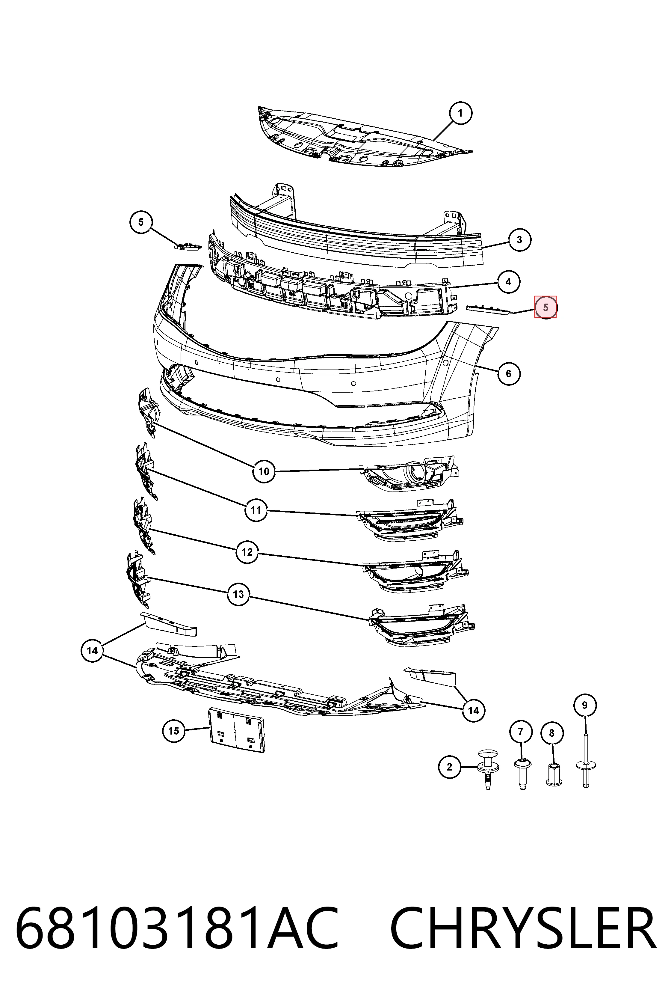 68103181AC Chrysler Soporte de parachoques delantero izquierdo