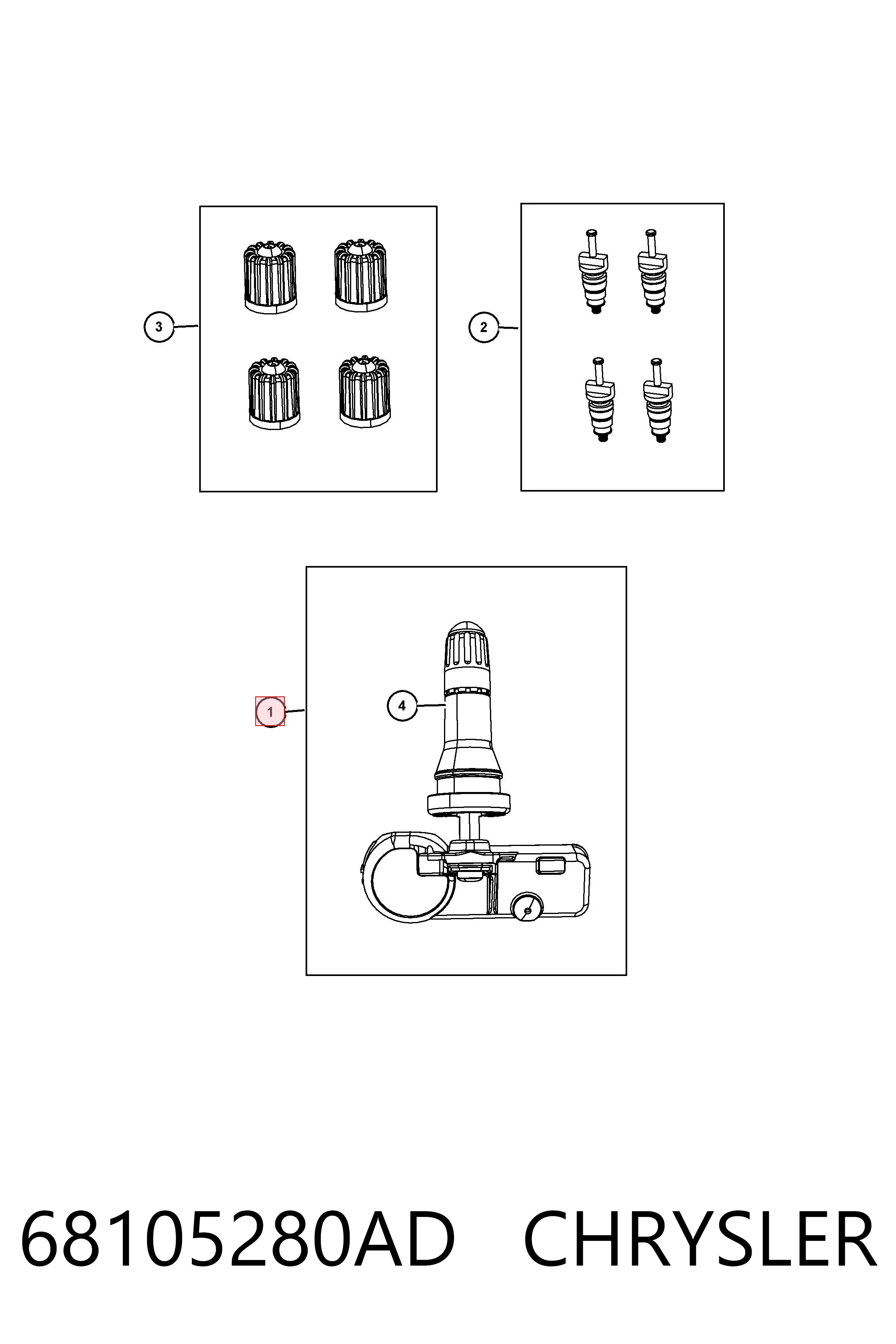 68105280AD Chrysler Sensor de presión de neumáticos (TPMS)