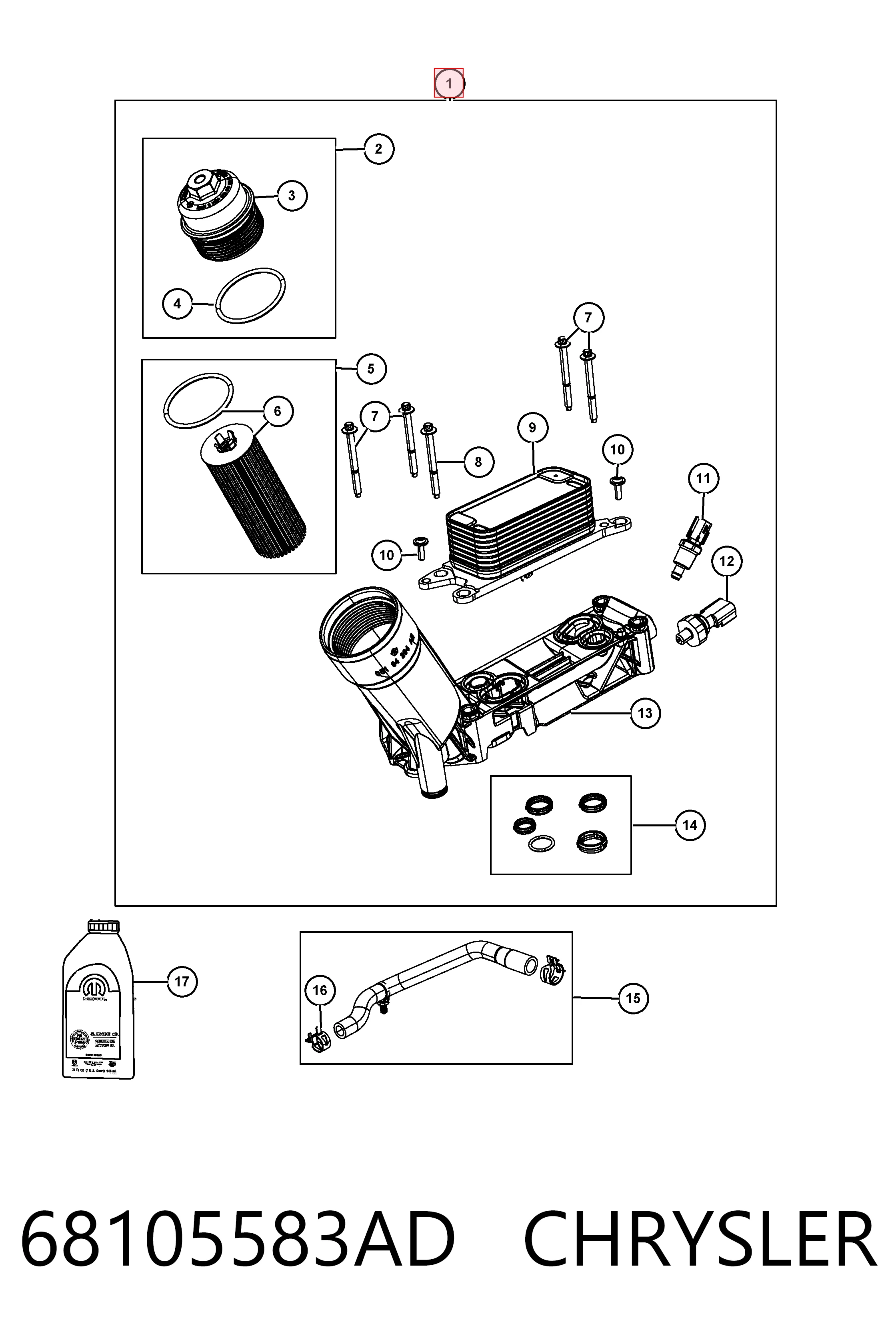 68105583AD Chrysler Portafiltro de aceite