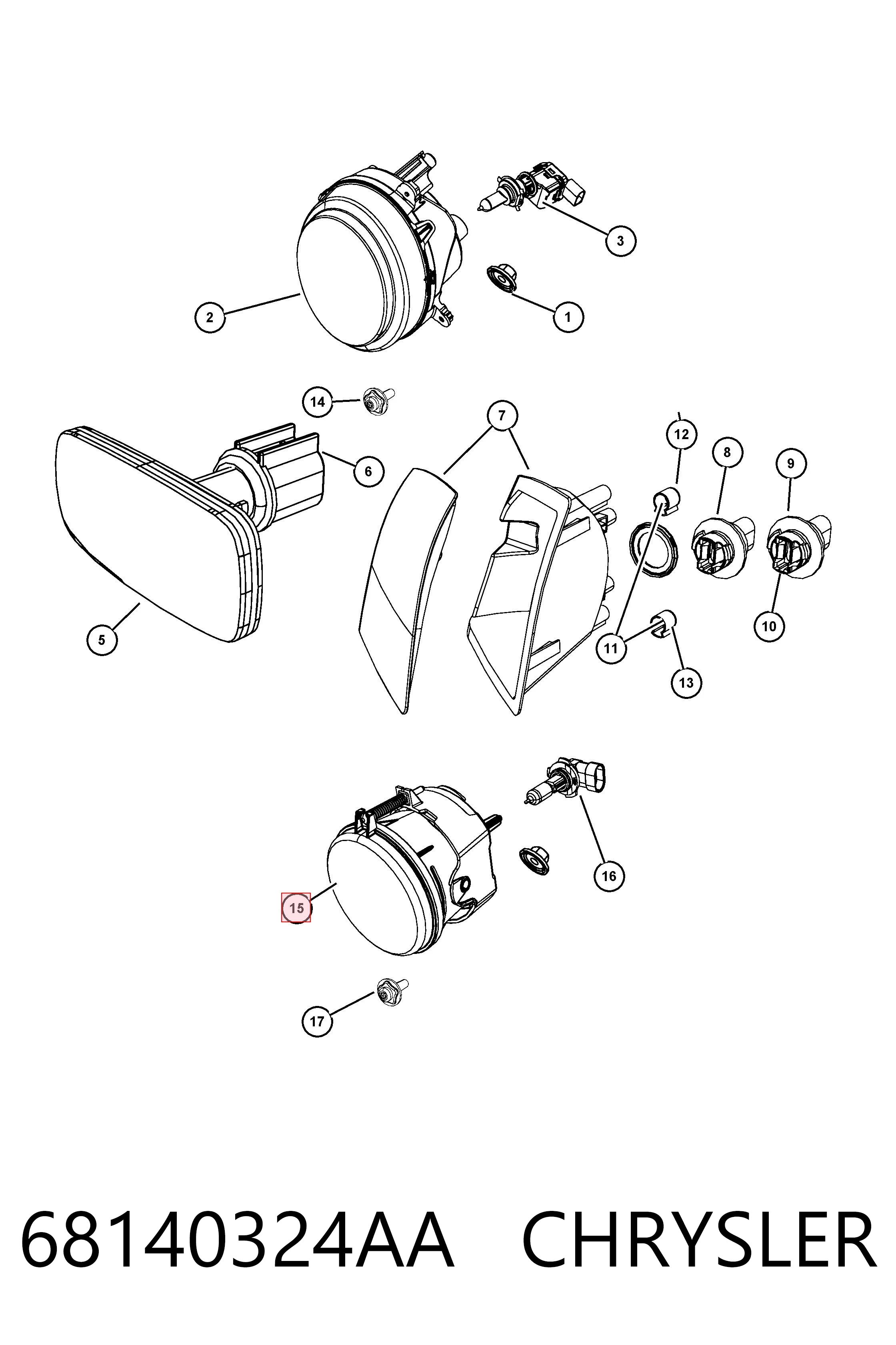 68140324AA Chrysler Faro antiniebla