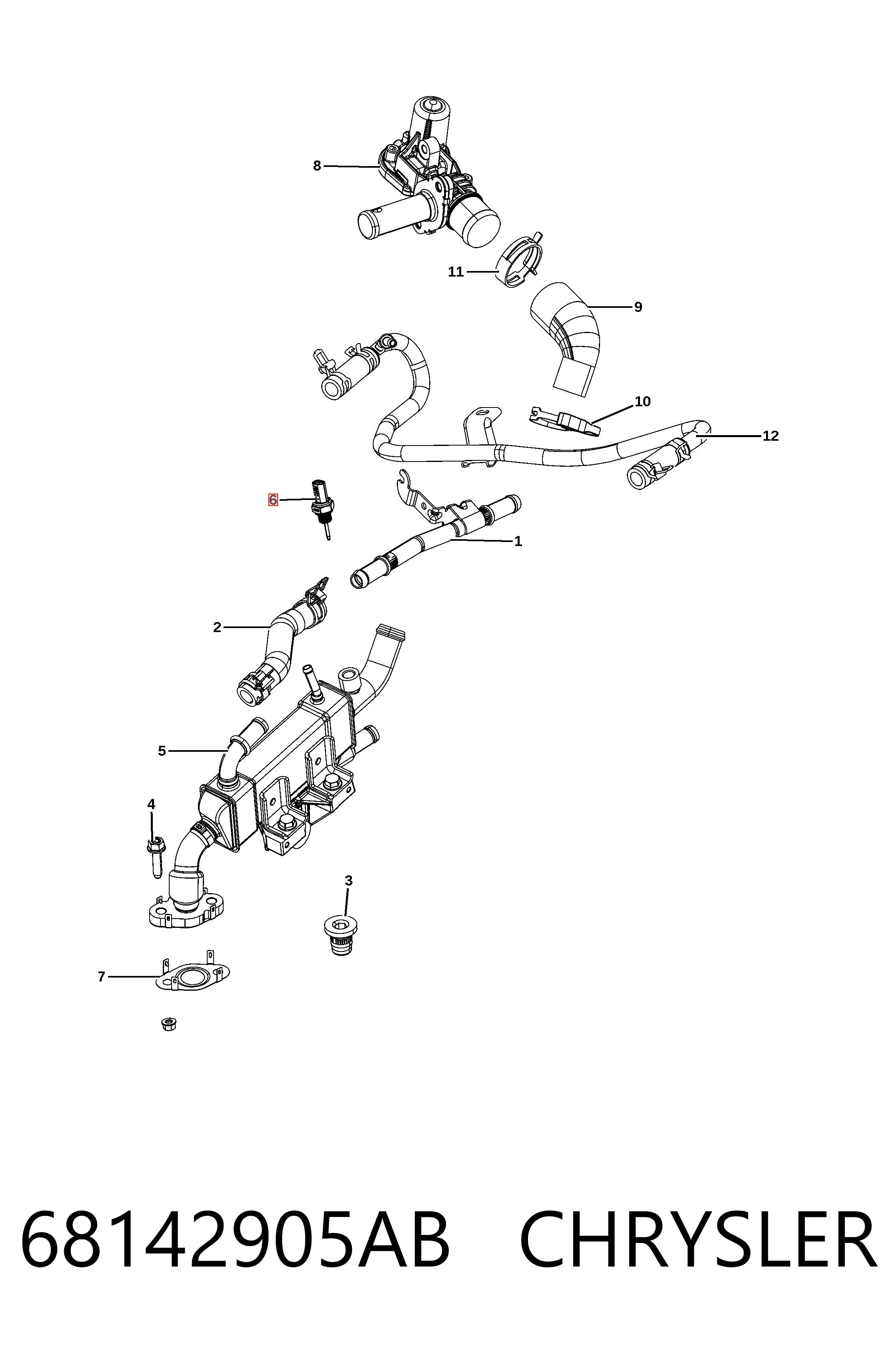 68142905AB Chrysler Sensor de temperatura de gases de escape antes del catalizador