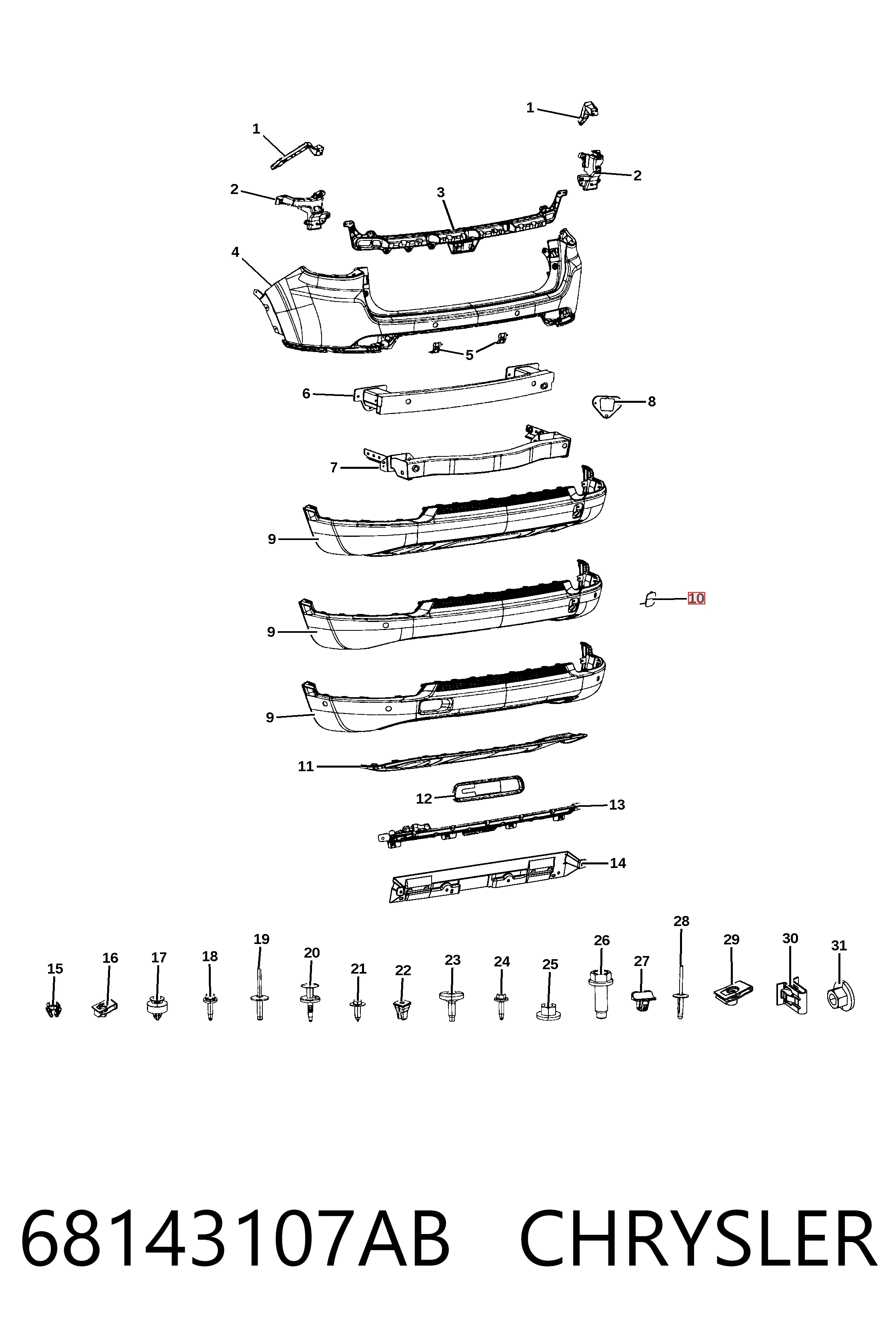 68143107AB Chrysler Protector, paragolpes
