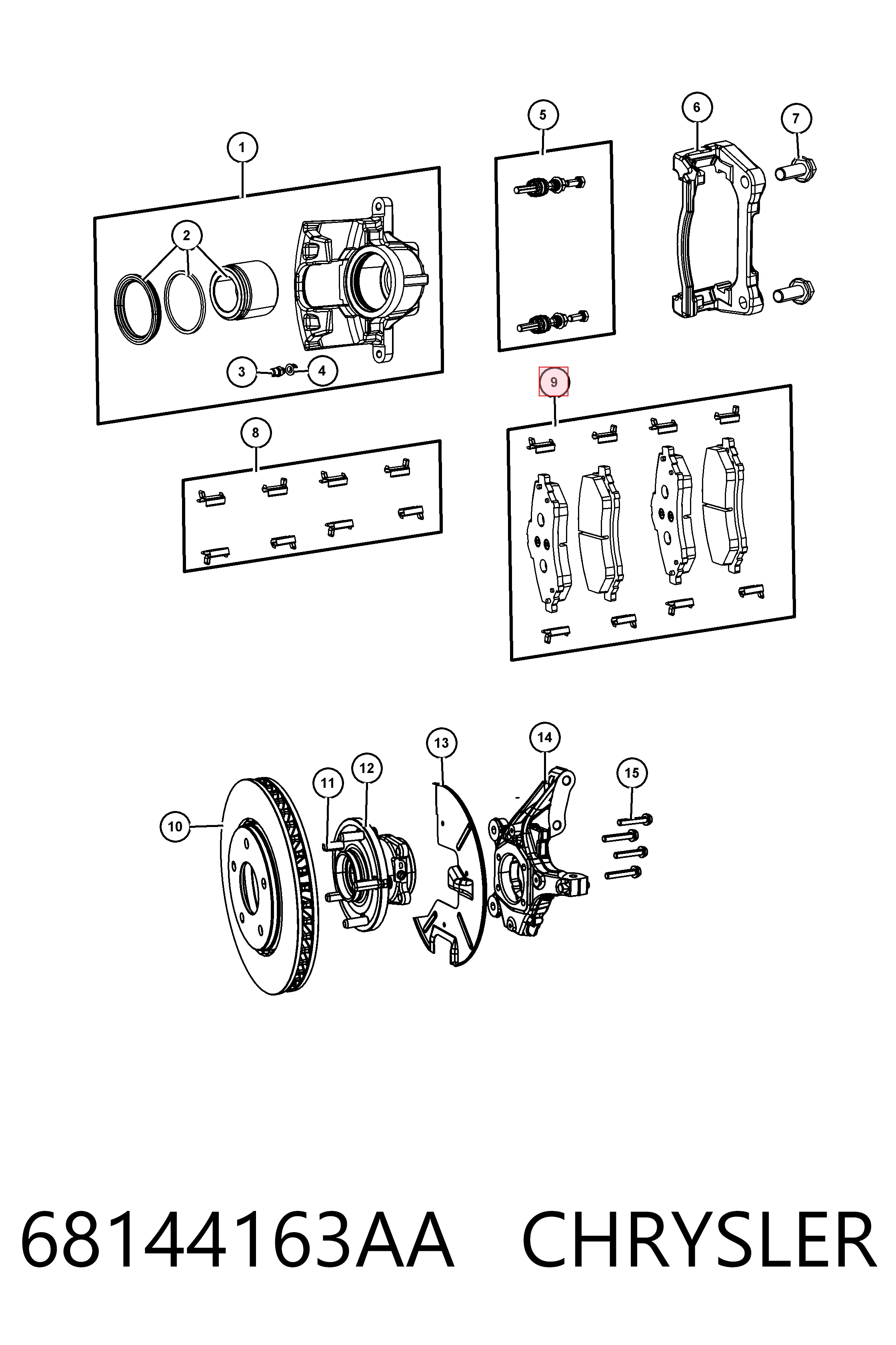 68144163AA Chrysler Pastillas delanteras