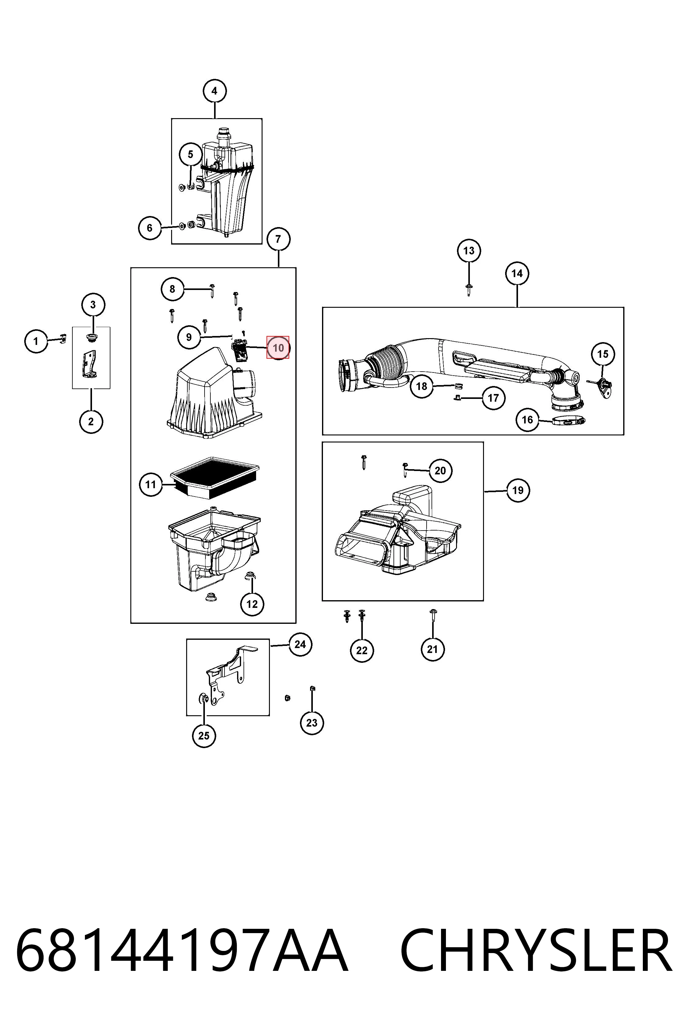 68144197AA Chrysler Sensor de flujo de aire