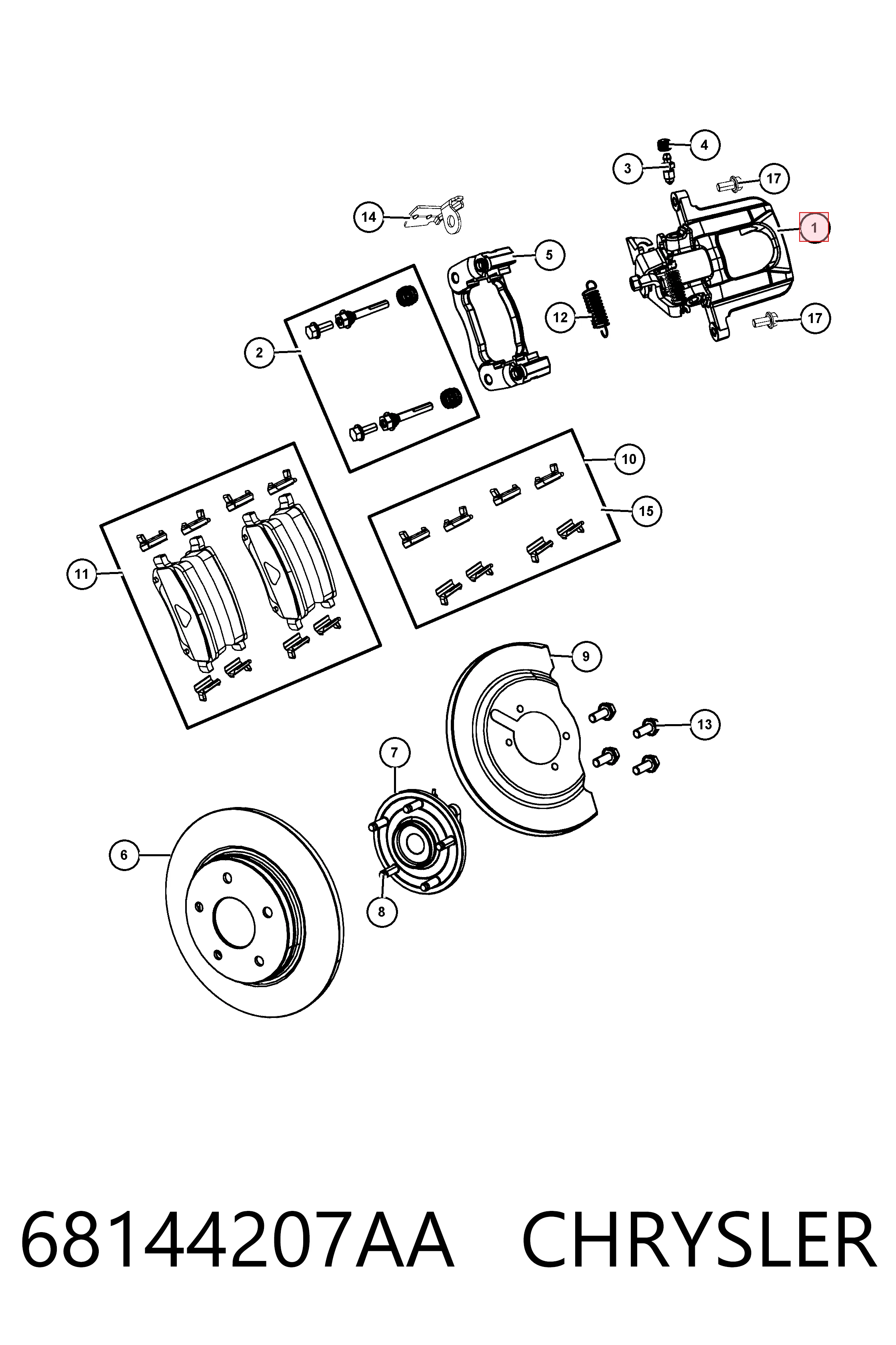 68144207AA Chrysler Pinza de freno trasera izquierda