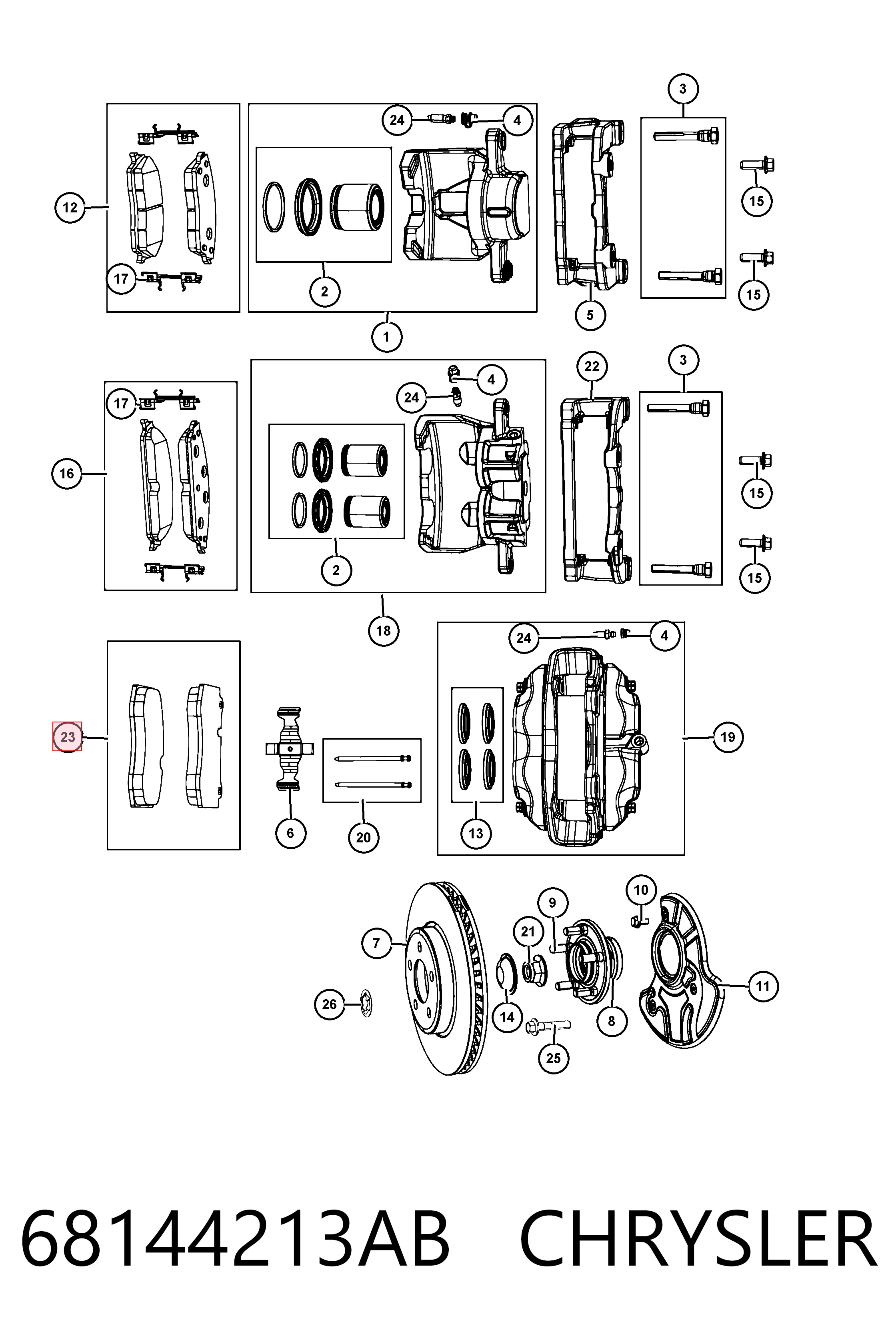 68144213AB Chrysler Pastillas delanteras