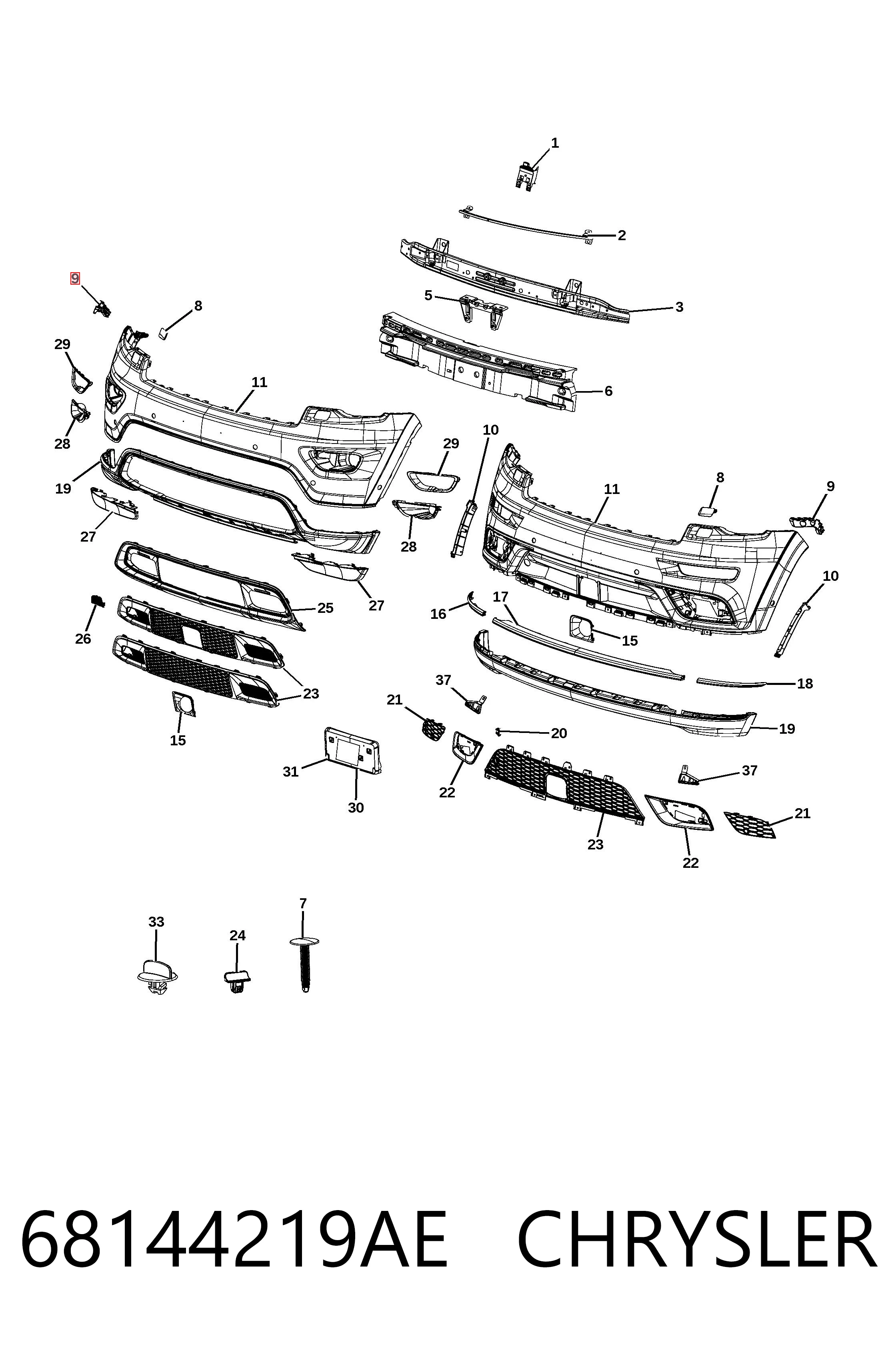 Soporte de parachoques delantero izquierdo Fiat/Alfa/Lancia K68144219AE precio, desde 10,68 EUR