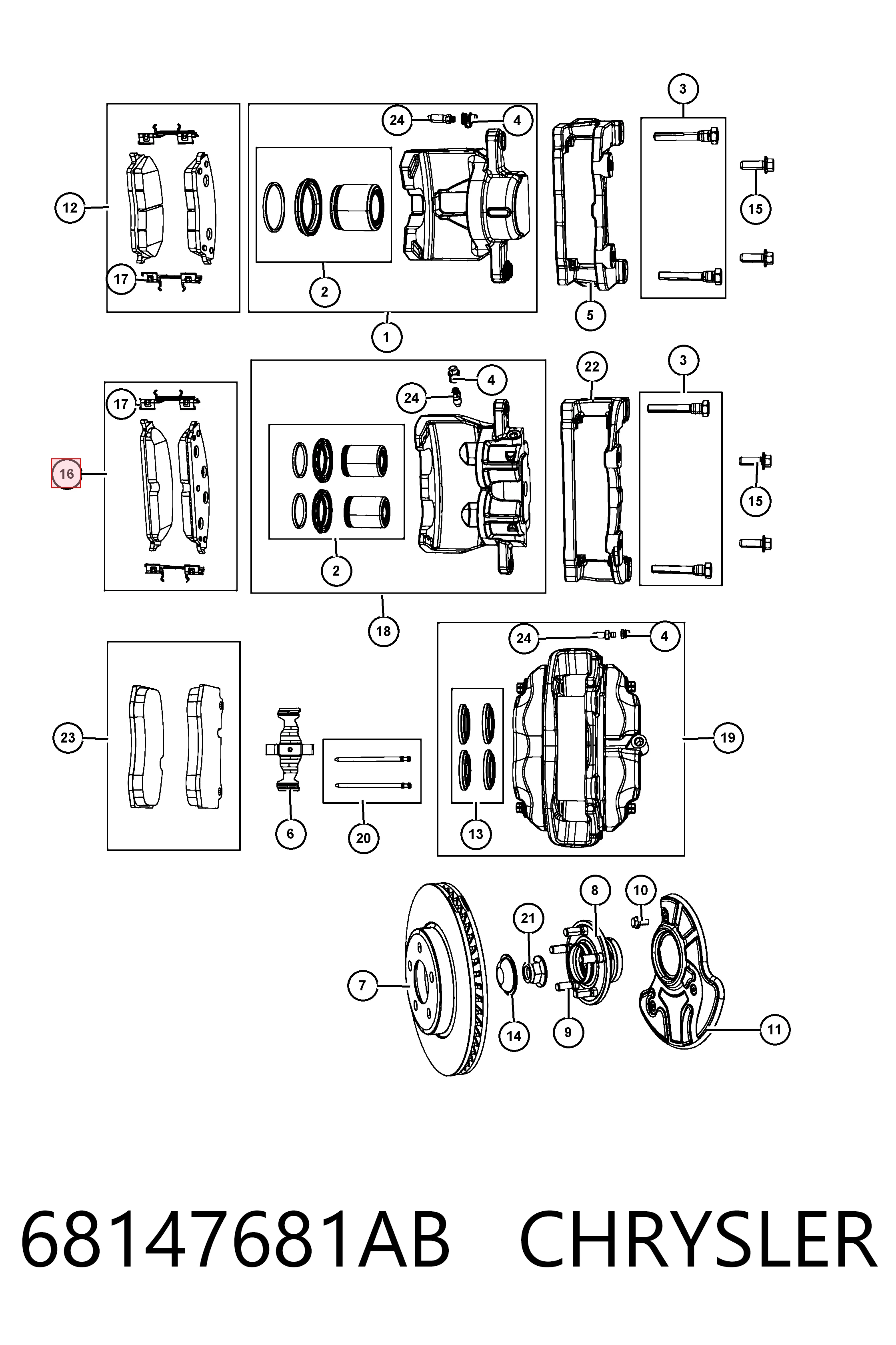 68147681AB Chrysler Pastillas delanteras